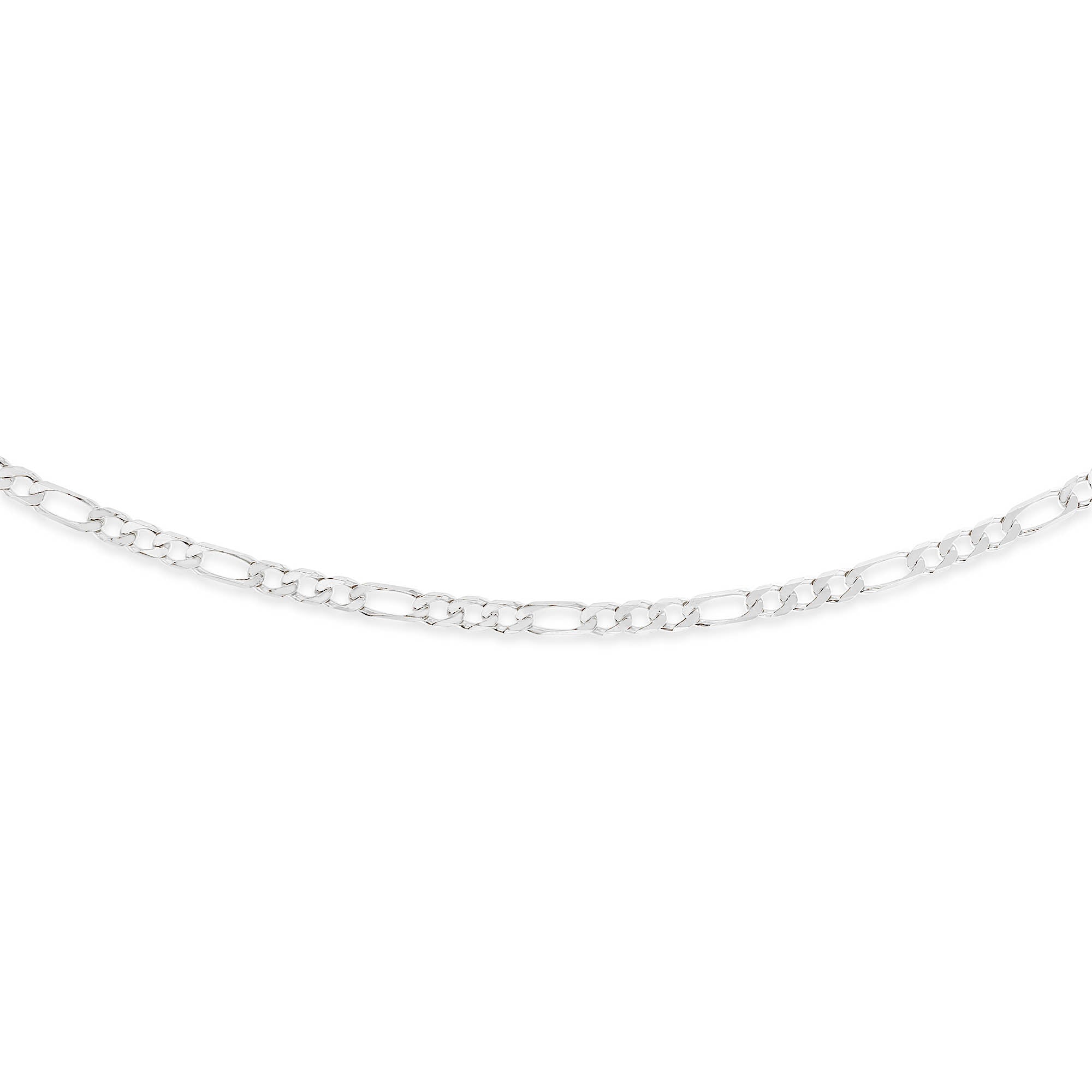 9ct White Gold 3 to 1 Figaro Chain, 55cm