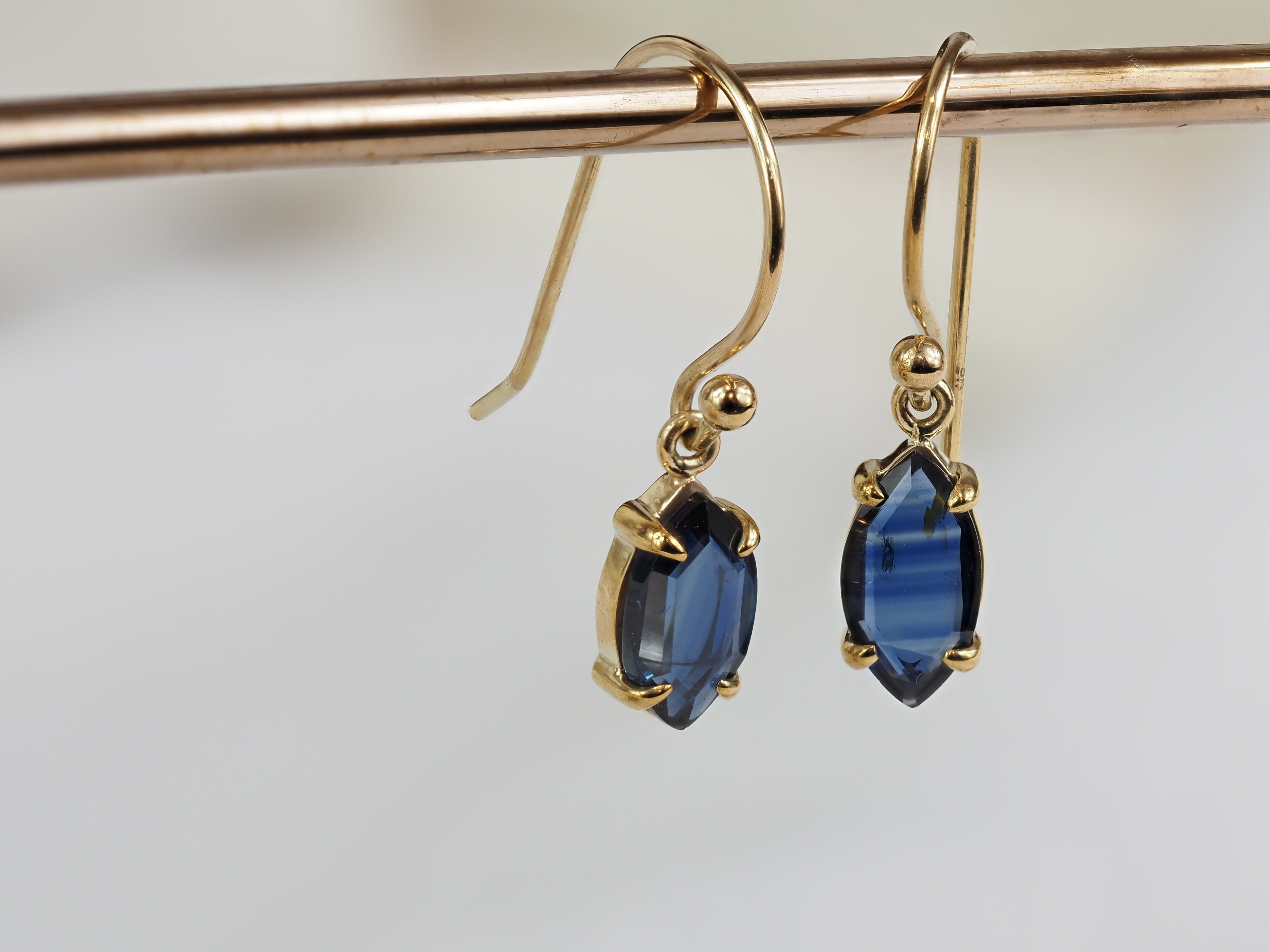 9ct Yellow Gold Sapphire Shepard Hook Earrings