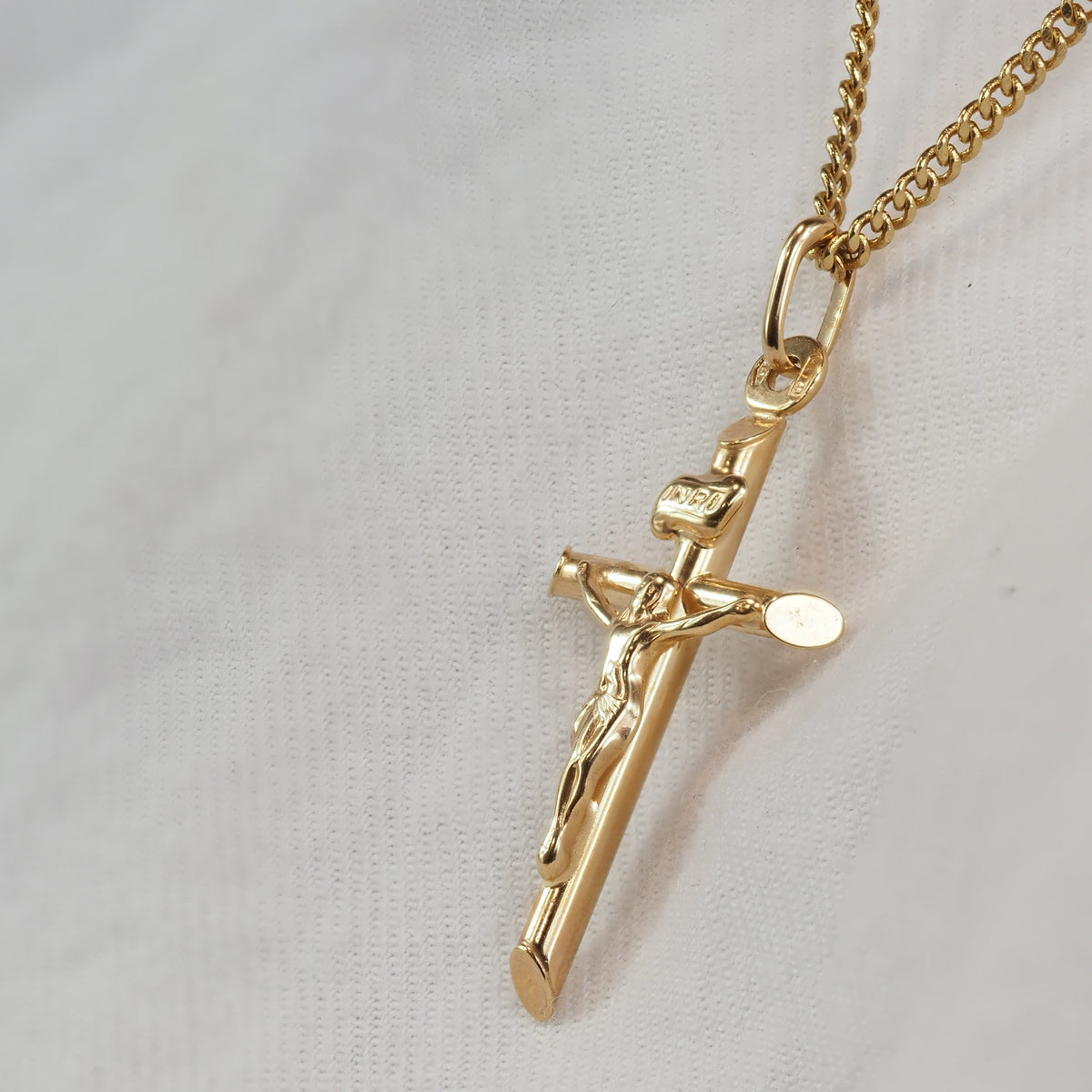 9ct Yellow Gold Tube Crucifix