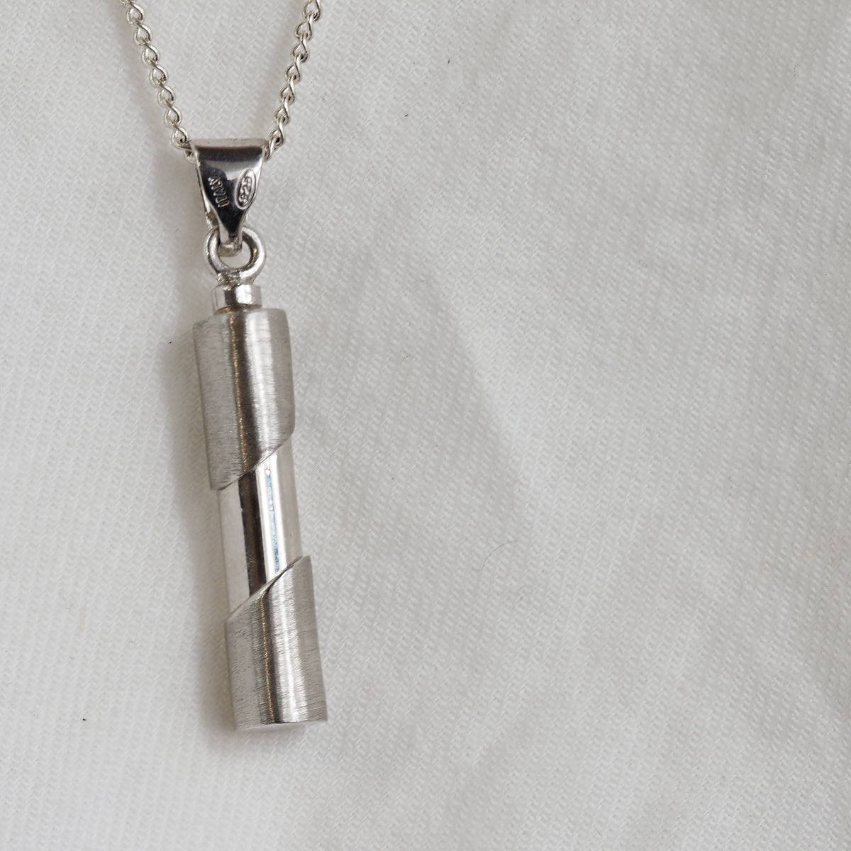 Sterling Silver Cylinder Memorial Pendant