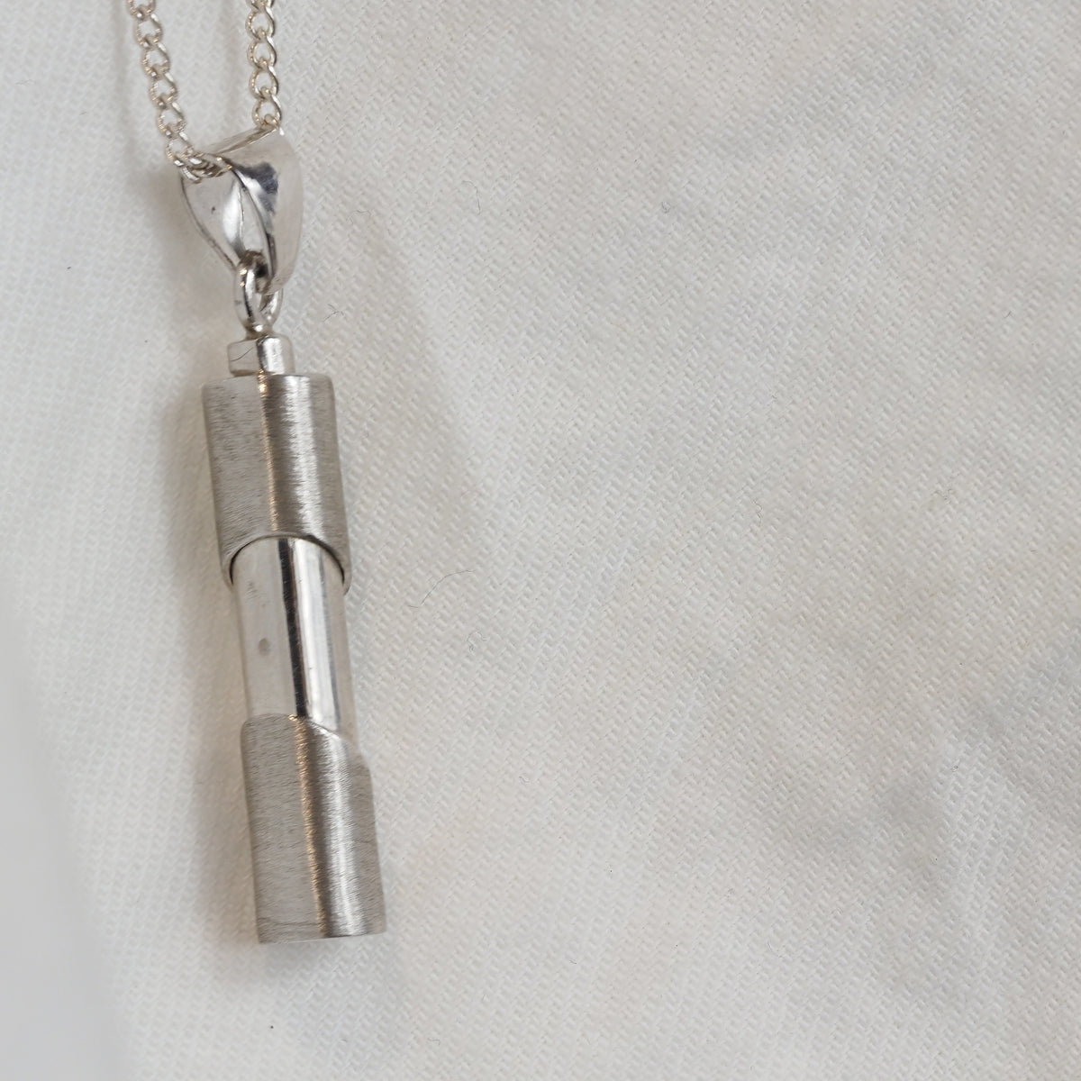 Sterling Silver Cylinder Memorial Pendant