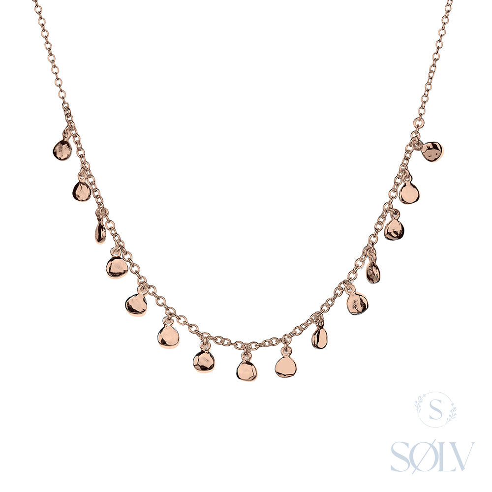 Solv Sterling Silver Gold Plated Hanging Disc Necklet