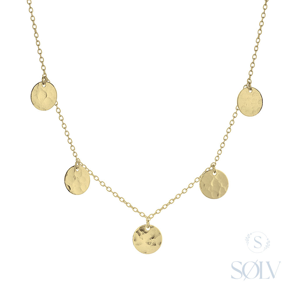 Solv Sterling Silver Gold Plated Disc Necklet