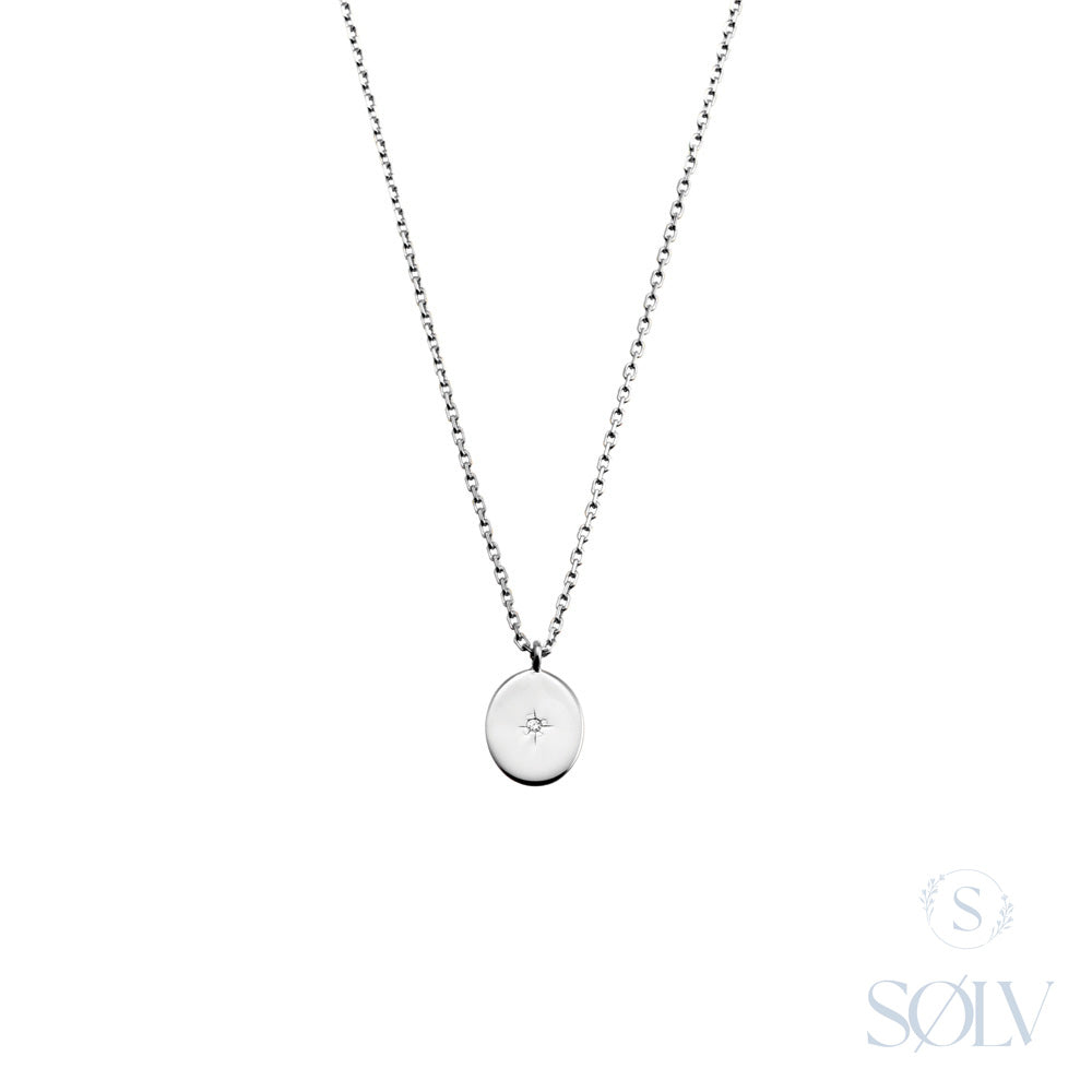 Solv Sterling Silver Oval Star Pendant