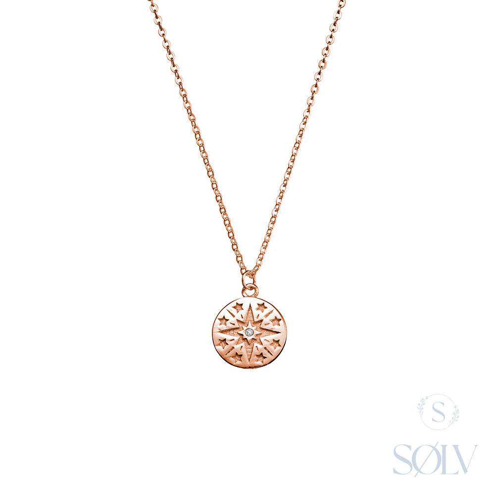 Solv Sterling Silver Gold Plated Star Necklet