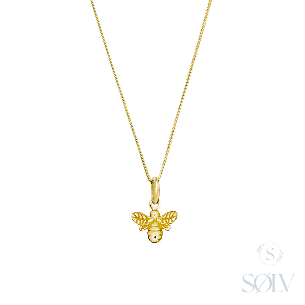 Solv Sterling Silver Gold Plated Bee Necklet