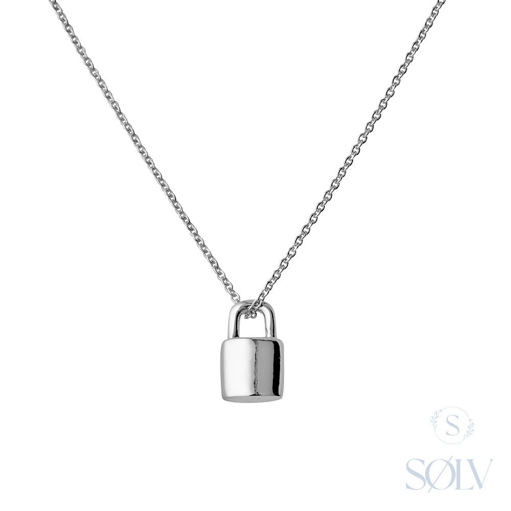 Solv Sterling Silver Padlock Necket