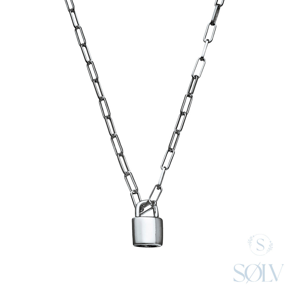 Solv Sterling Silver Padlock Necklet