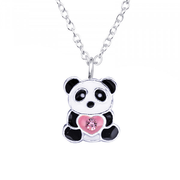 Sterling Silver Enamel Panda Necklet