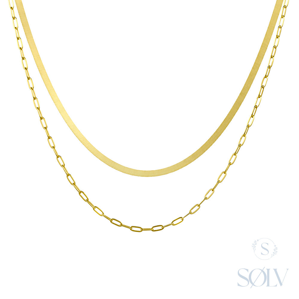 Solv Sterling Silver Gold Plated Double Chain