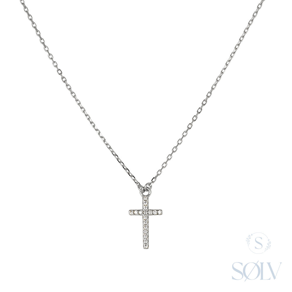 Solv Sterling Silver Cross Pendant with Chain