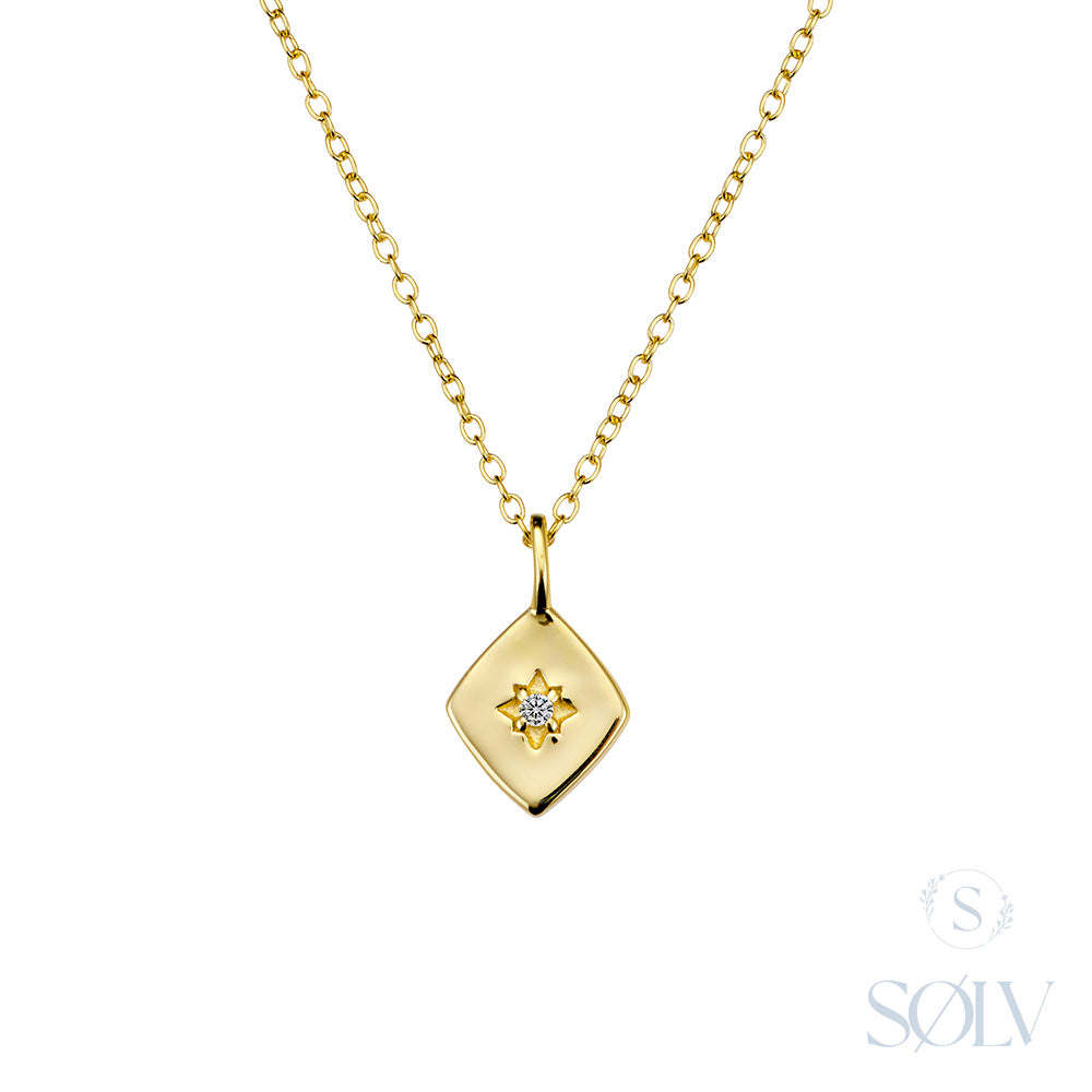 Solv Sterling Silver Gold Plated North Star Necklet