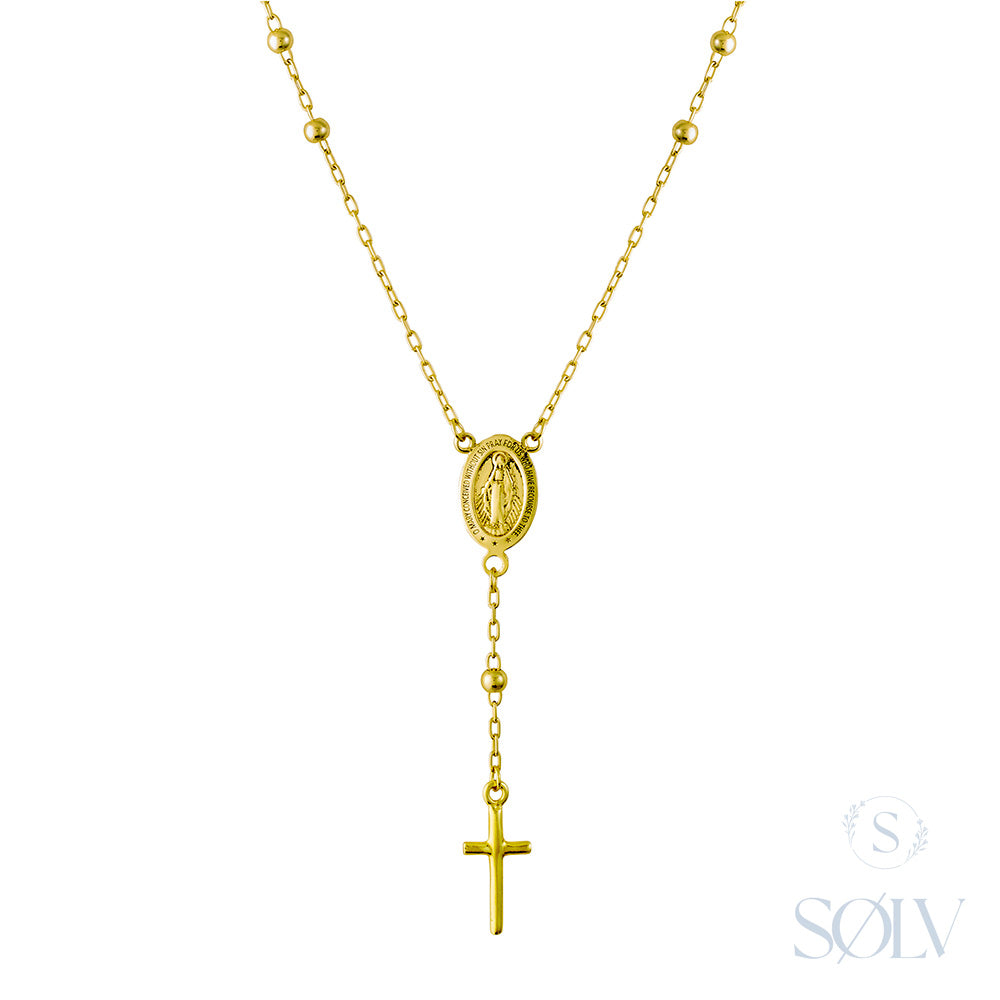 Solv Sterling Silver Gold Plated Rosary Necklet