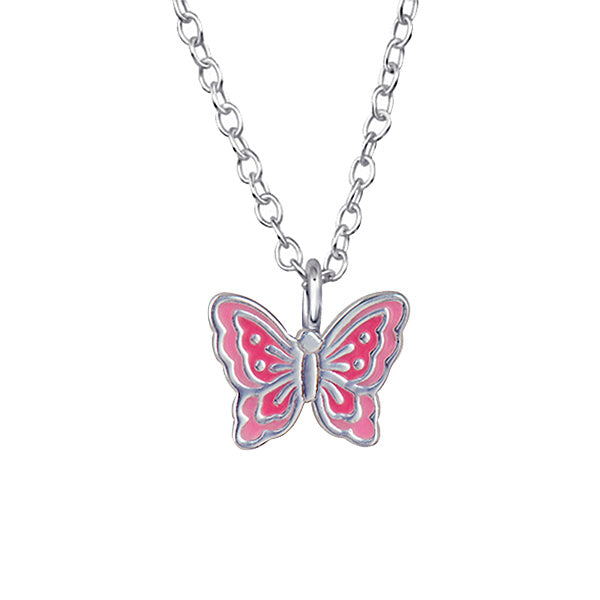 Sterling Silver Enamel Butterfly Necklet