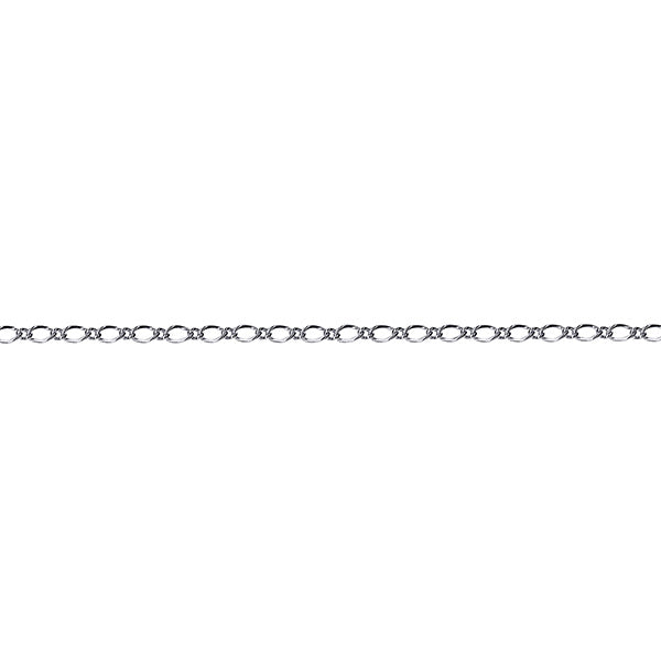 Sterling Silver 1 to 1 Figaro Chain, 2.1mm, 50cm