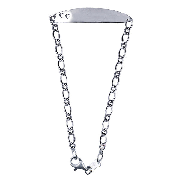 Sterling Silver Double Heart Child ID Bracelet