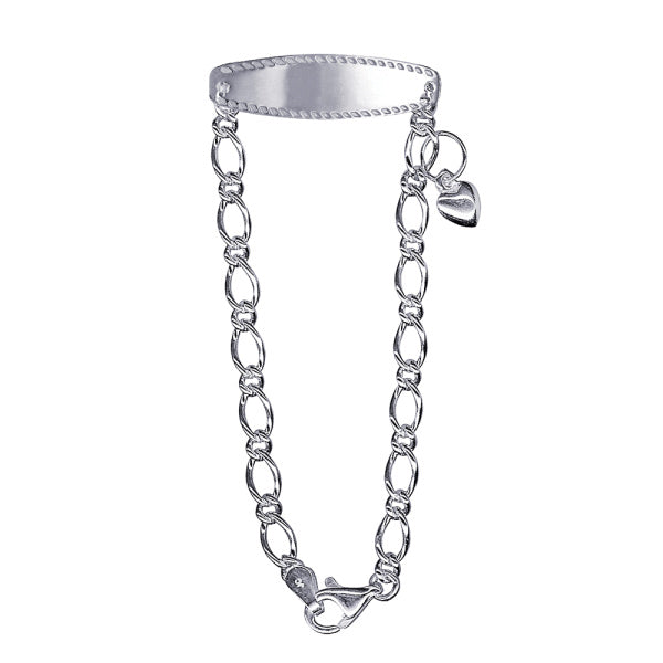 Sterling Silver ID Plate Figaro Bracelet