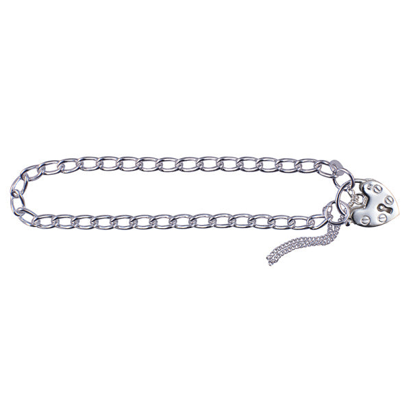 Sterling Silver Oval Curb Padlock Bracelet