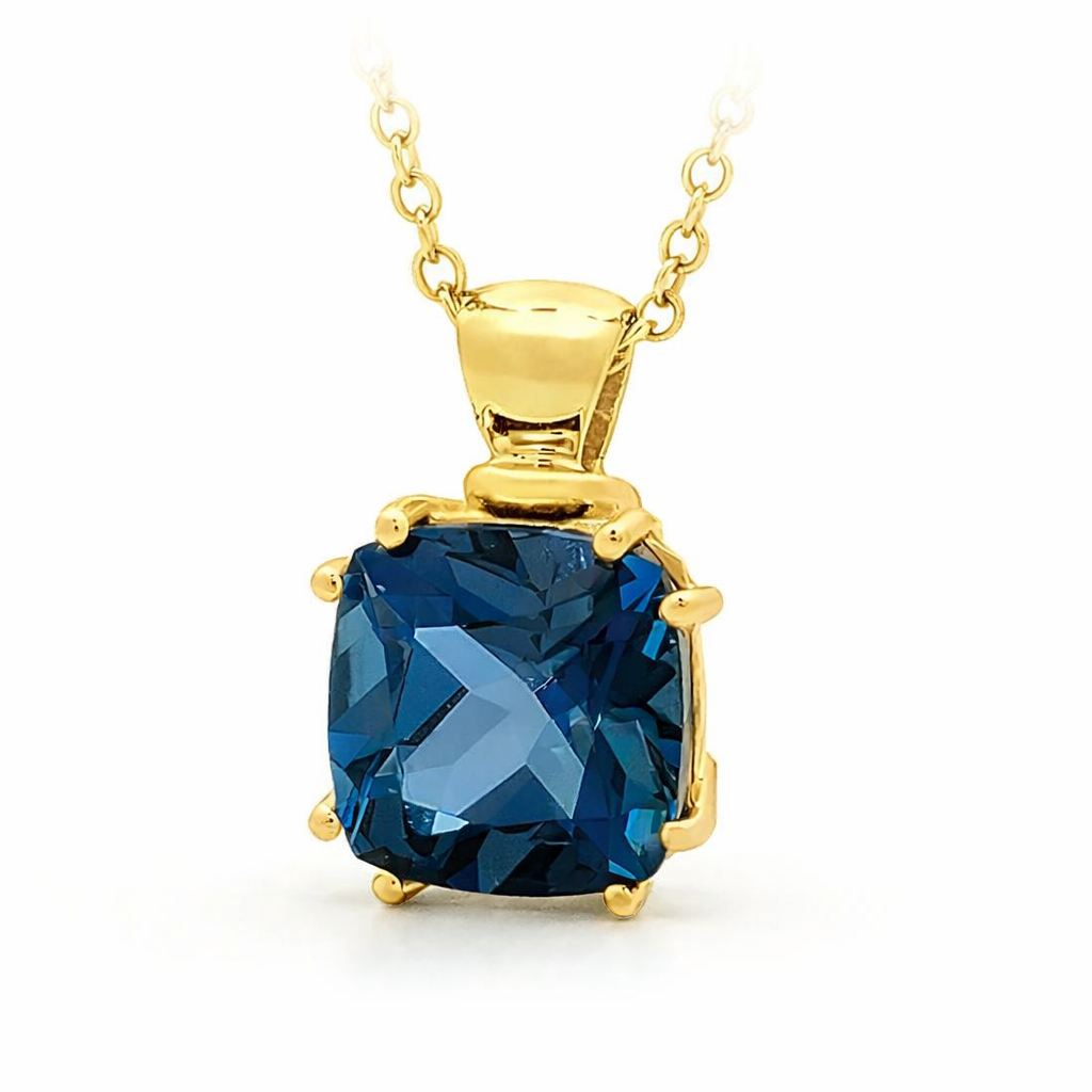 9ct Yellow Gold London Blue Topaz Pendant, 3.65ct Centre