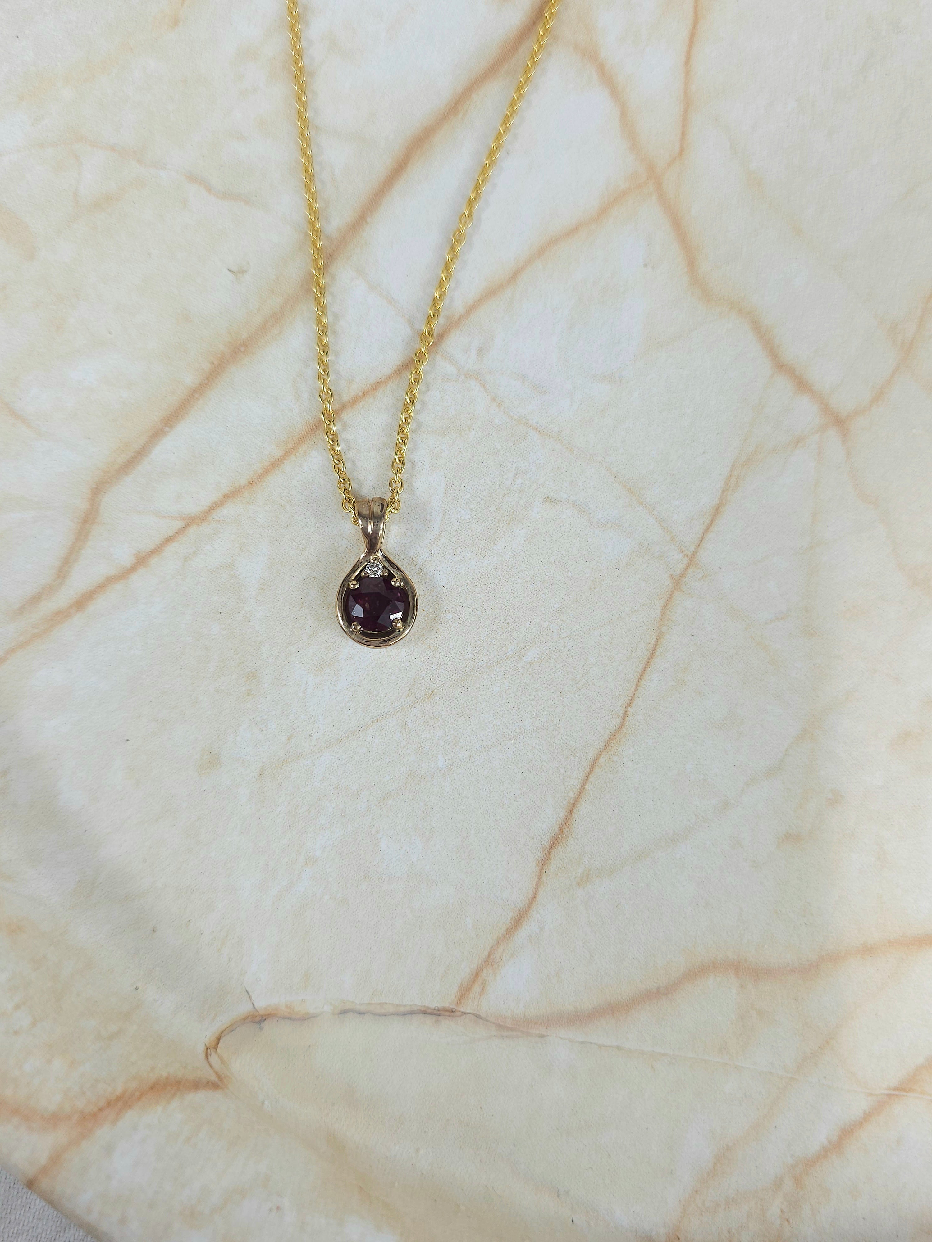 9ct Yellow Gold Ruby and Diamond pendant