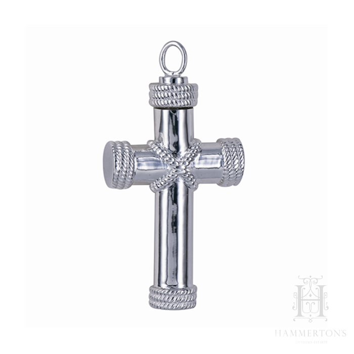 Sterling Silver Cross Funeral Ashes Urn Pendant