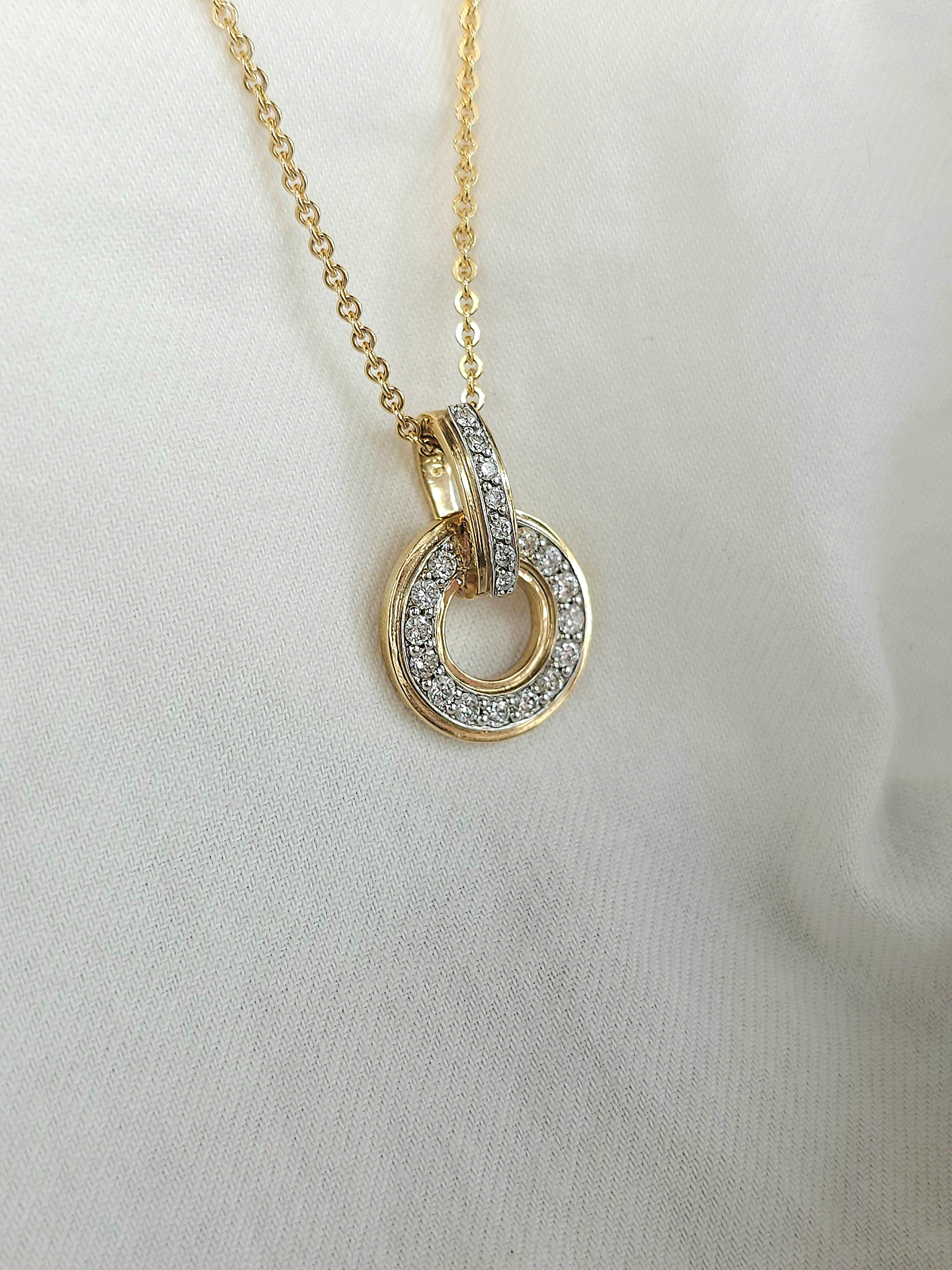 9ct Yellow and White gold Diamond circle pendant