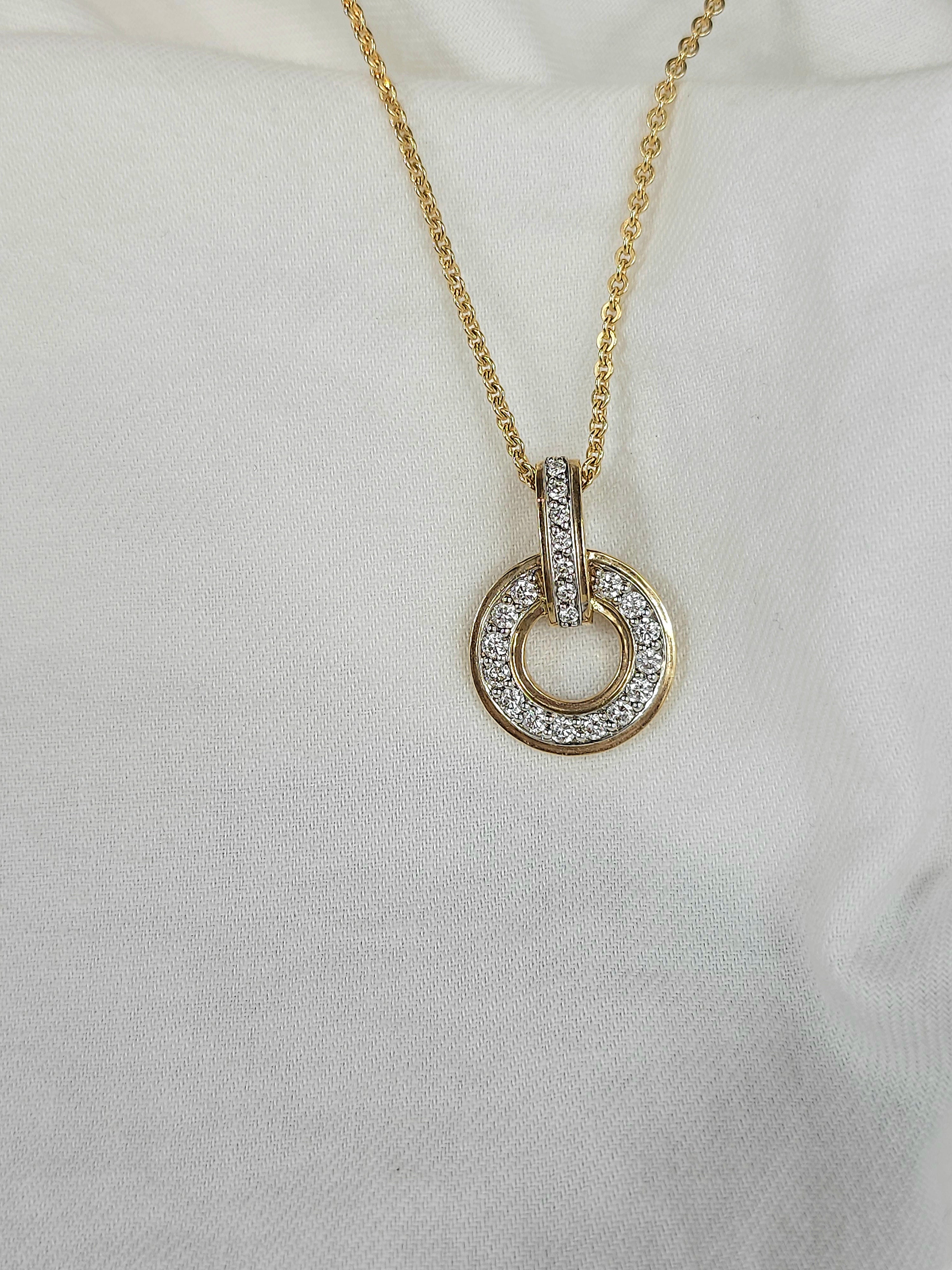 9ct Yellow and White gold Diamond circle pendant