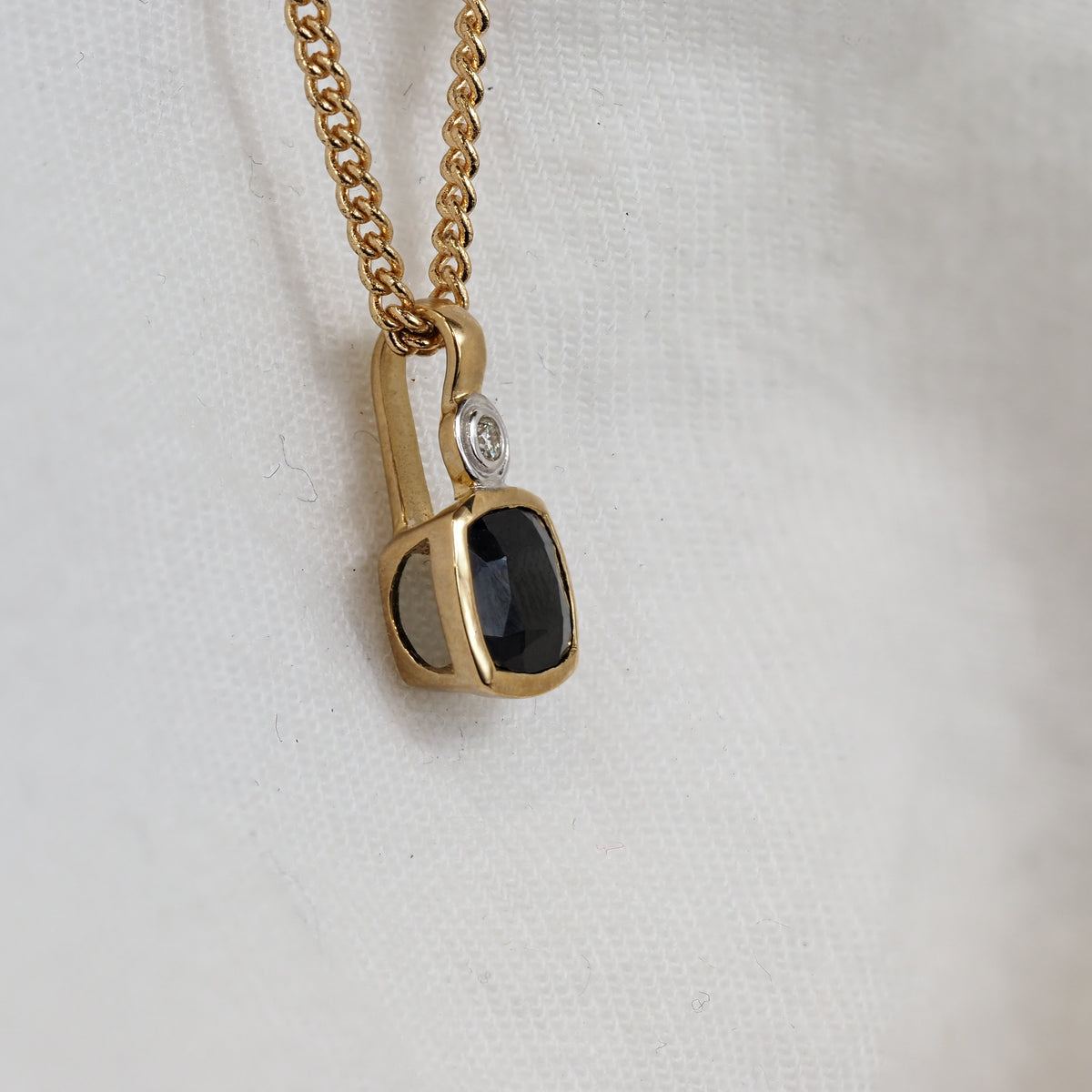 9ct Yellow Gold Sapphire and Diamond Pendant