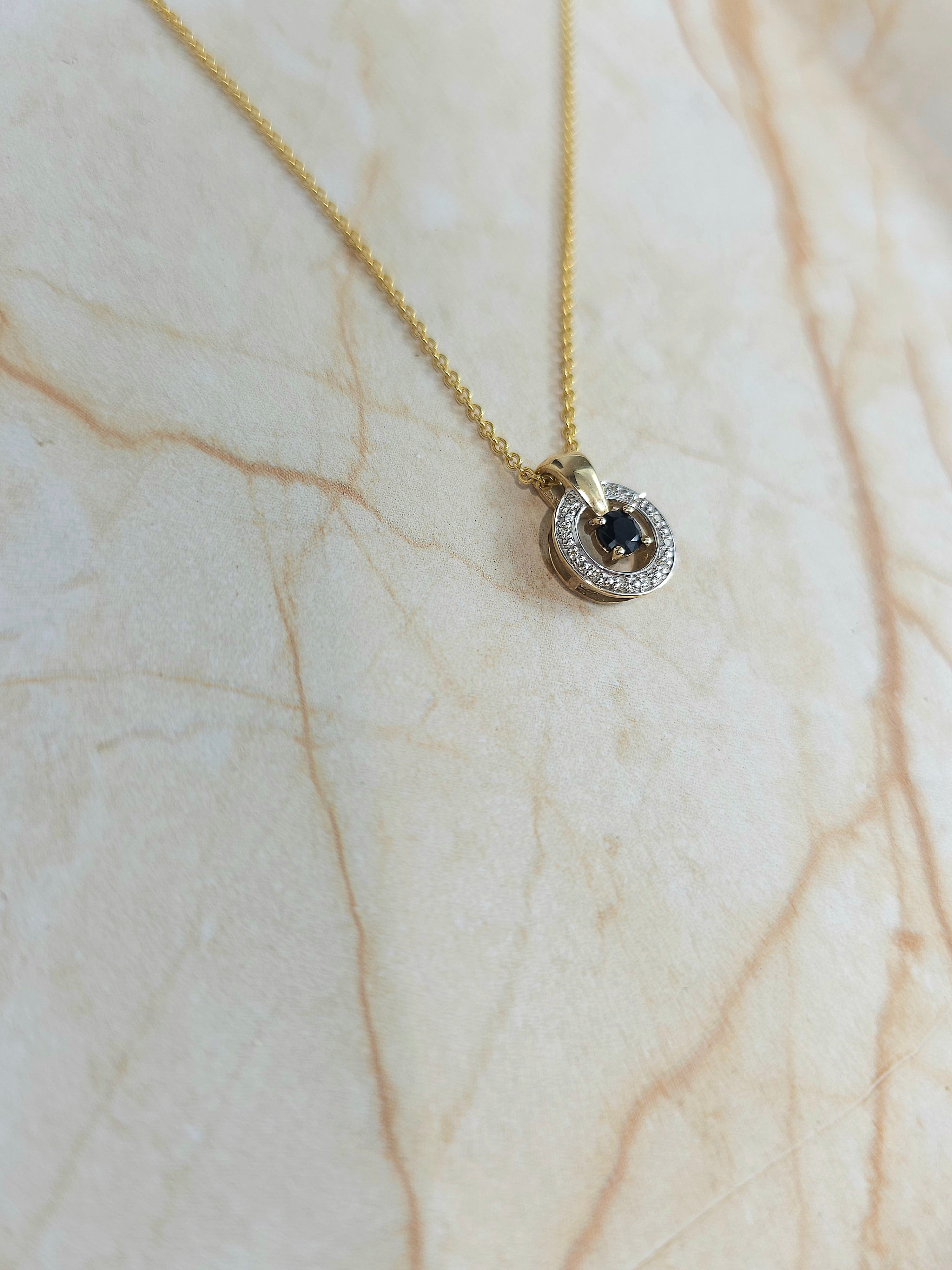 9ct Yellow and White Gold Sapphire and Diamond pendant