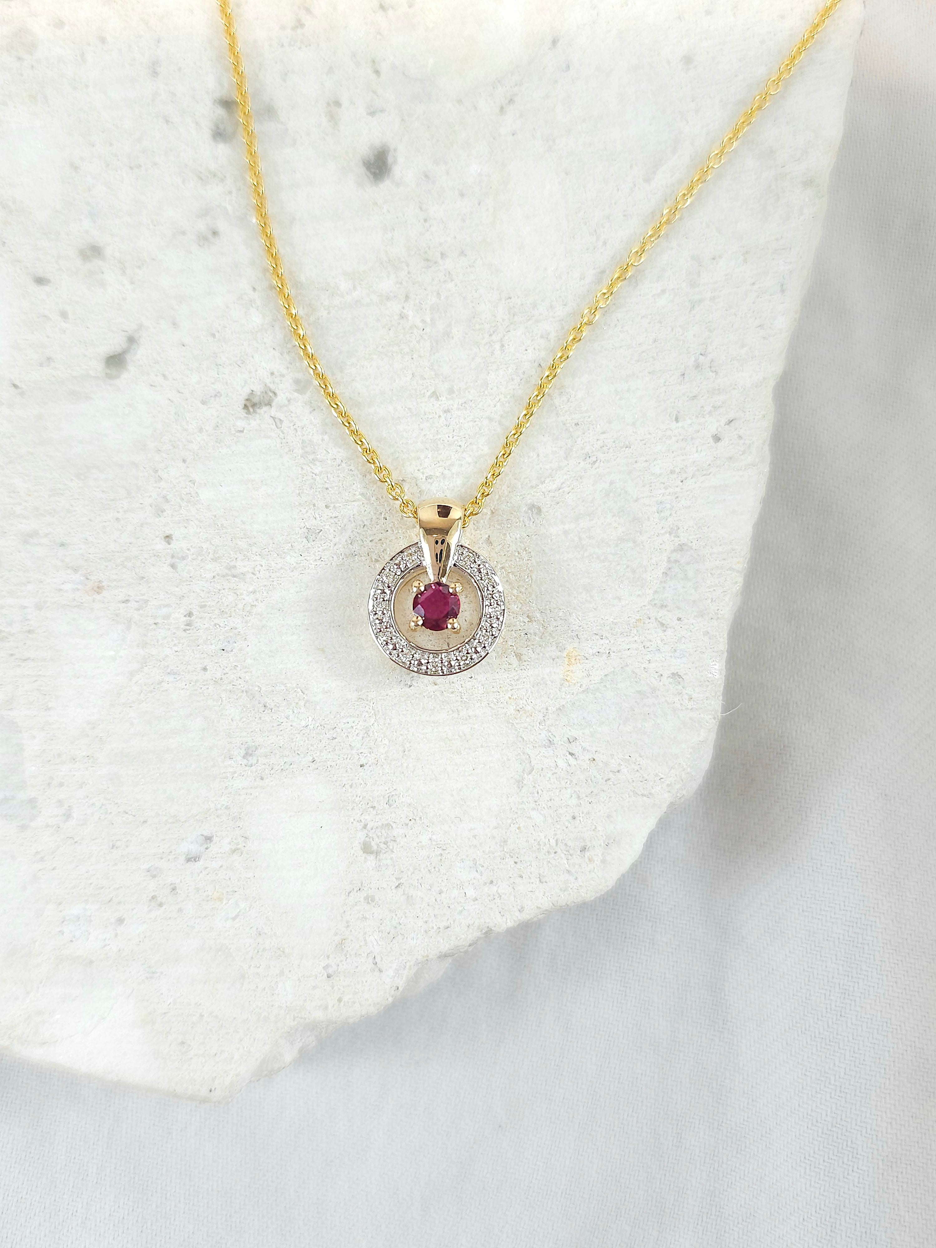 9ct Yellow Gold Ruby and Diamond pendant