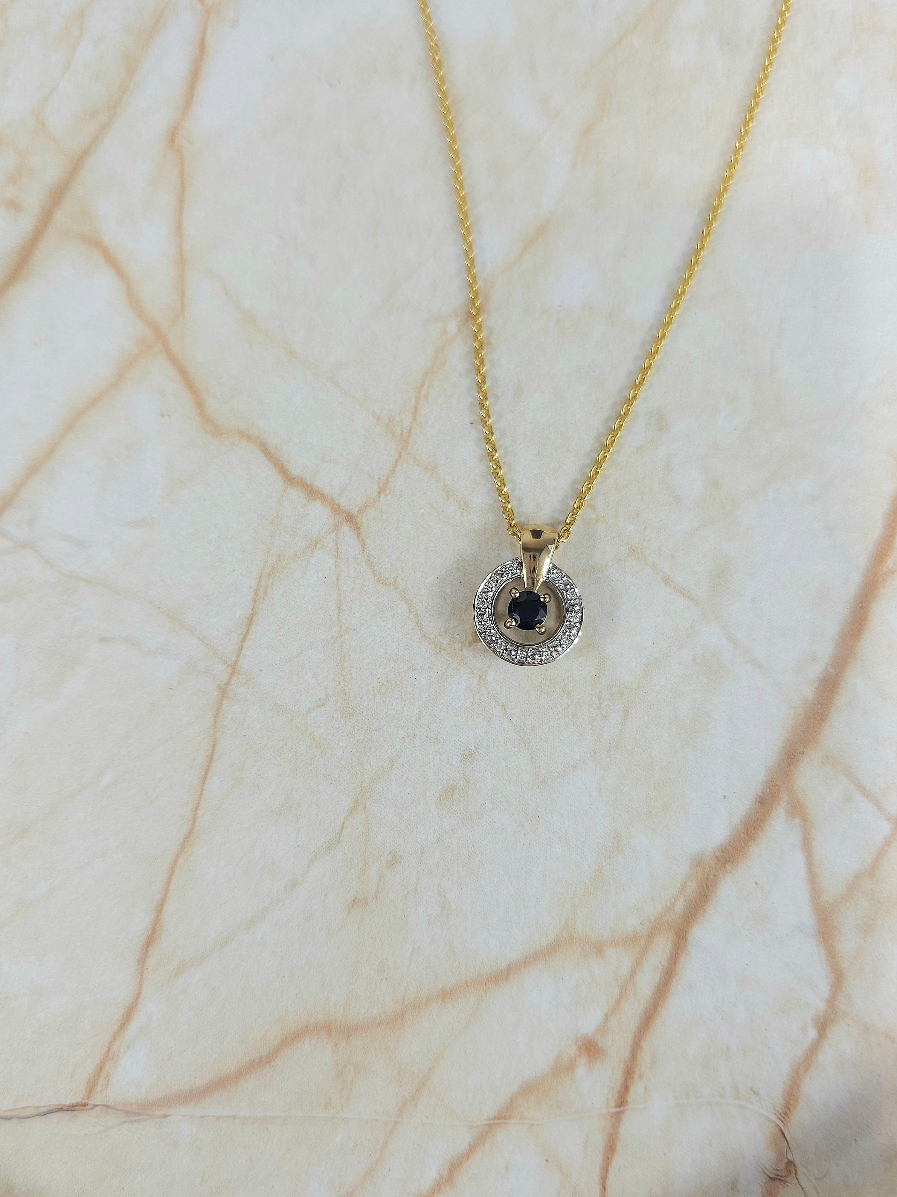 9ct Yellow and White Gold Sapphire and Diamond pendant
