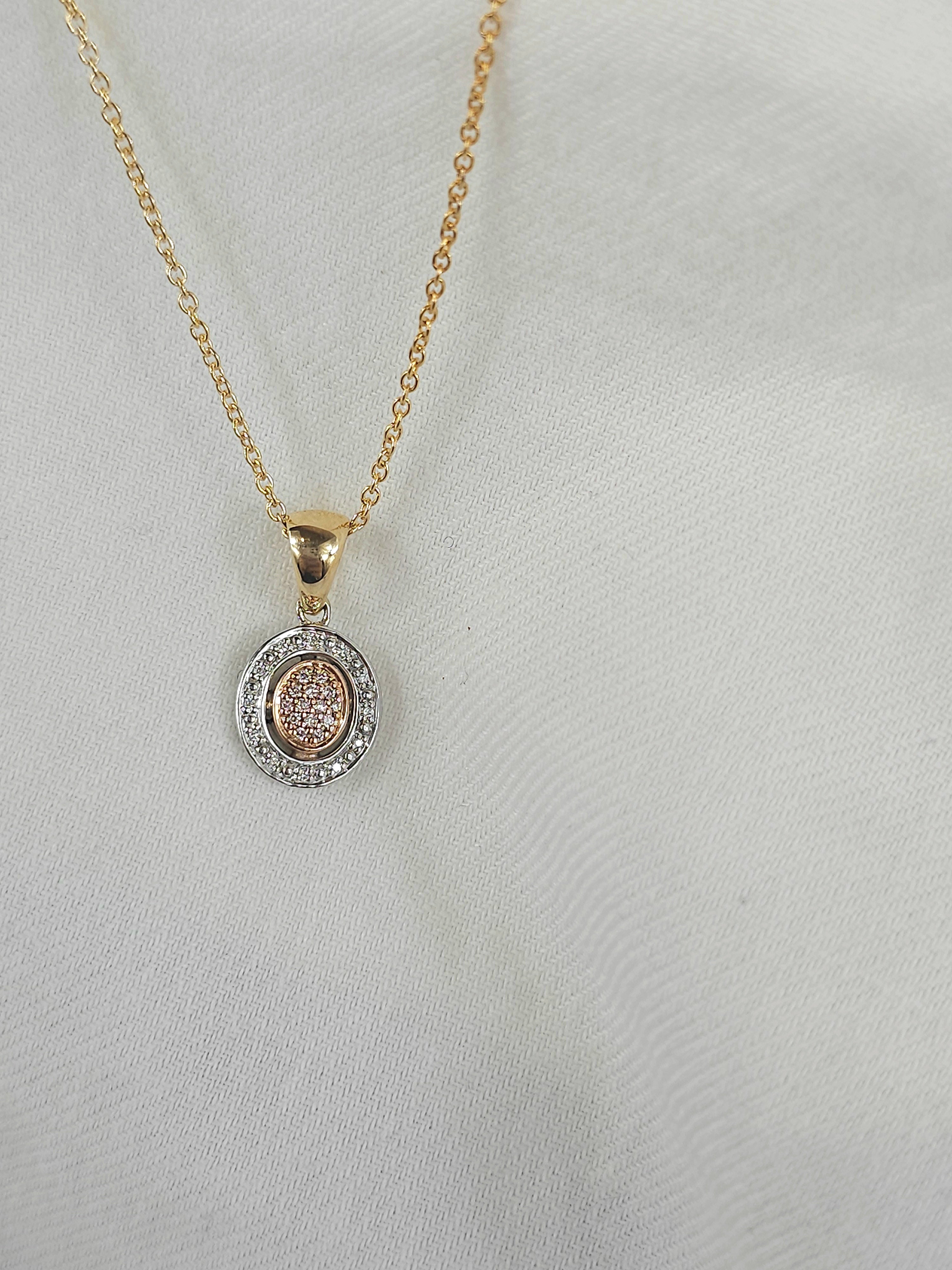 9ct Yellow, Rose and White gold 'Pink Caviar' Diamond pendant, 0.052ct total