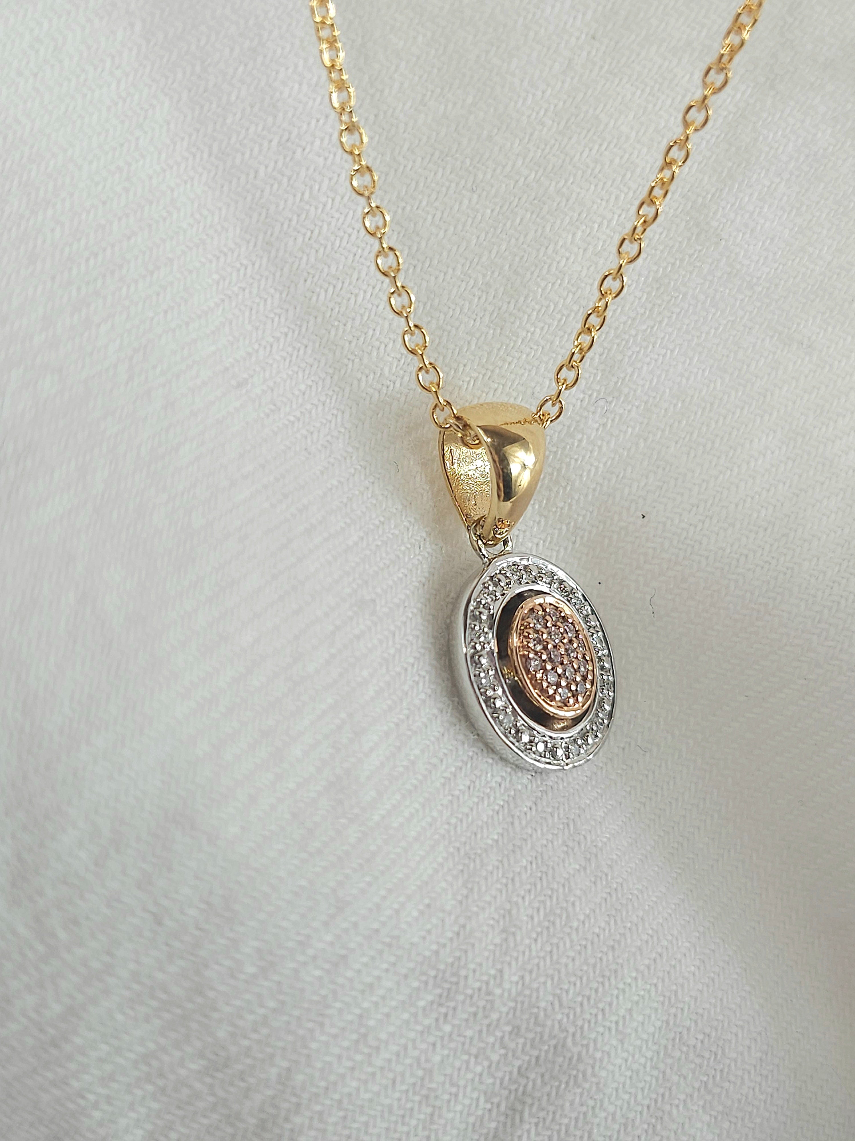 9ct Yellow, Rose and White gold 'Pink Caviar' Diamond pendant, 0.052ct total