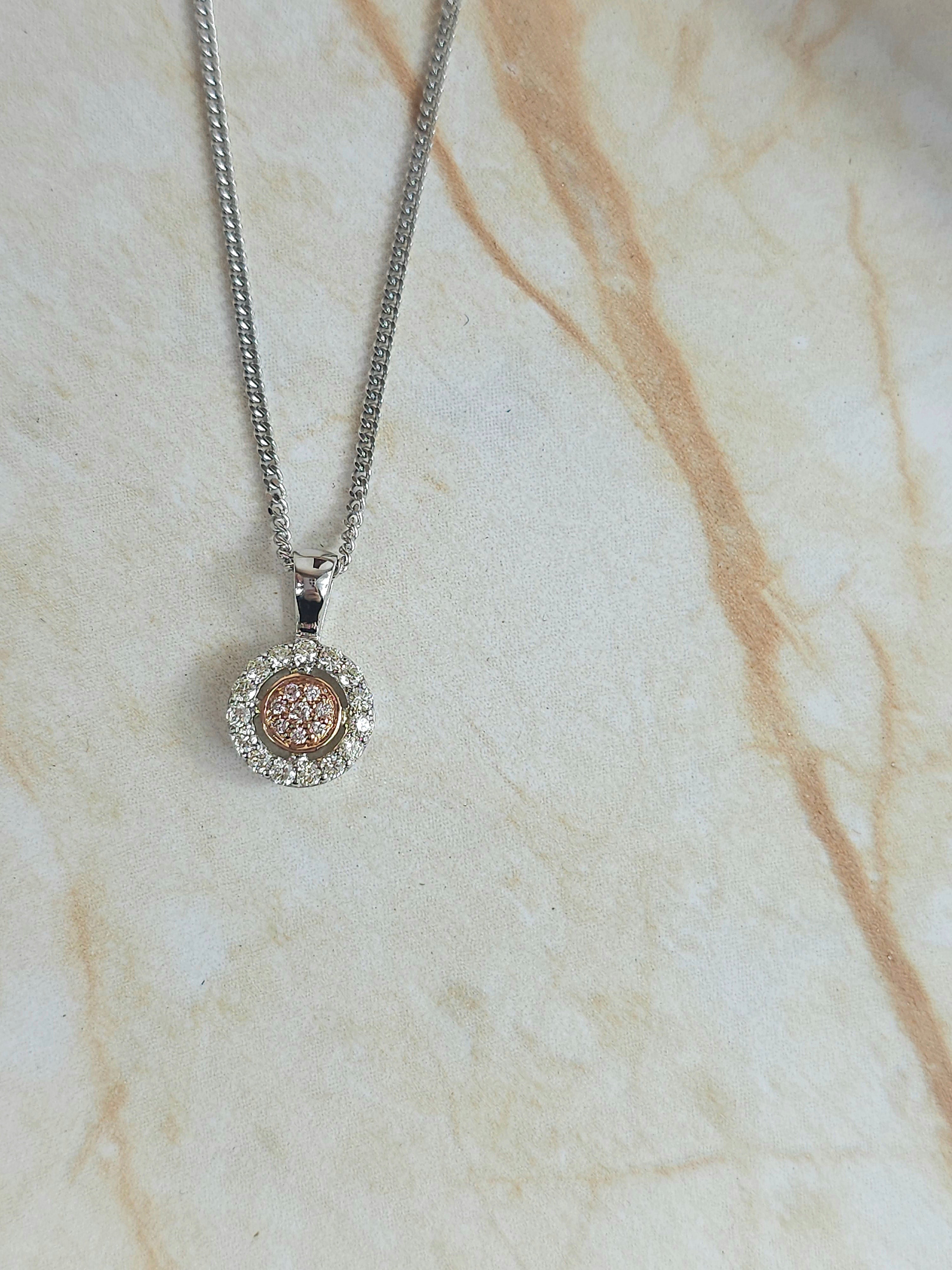 9ct White & Rose Gold 'Pink Caviar' Argyle diamond pendant, 0.195ct total.