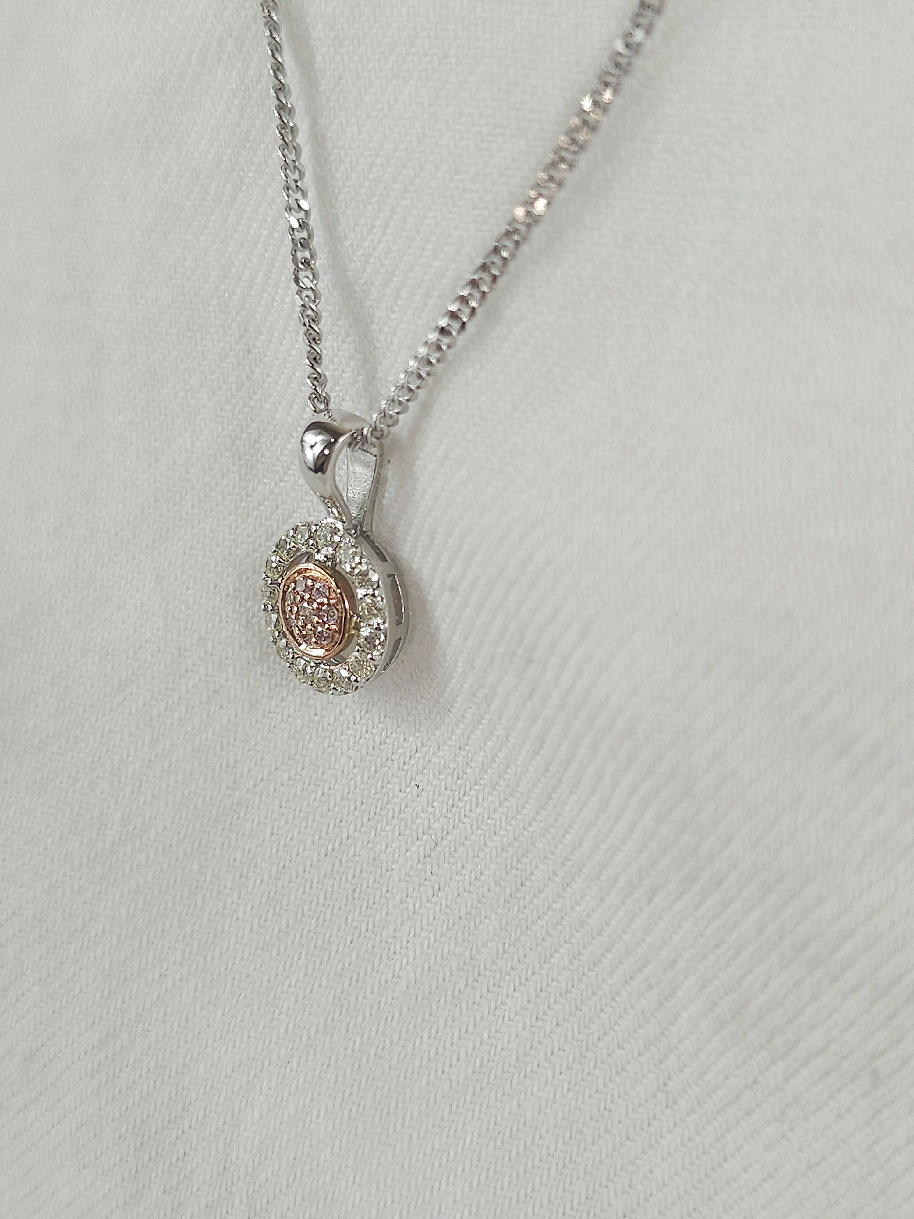 9ct White & Rose Gold 'Pink Caviar' Argyle diamond pendant, 0.195ct total.