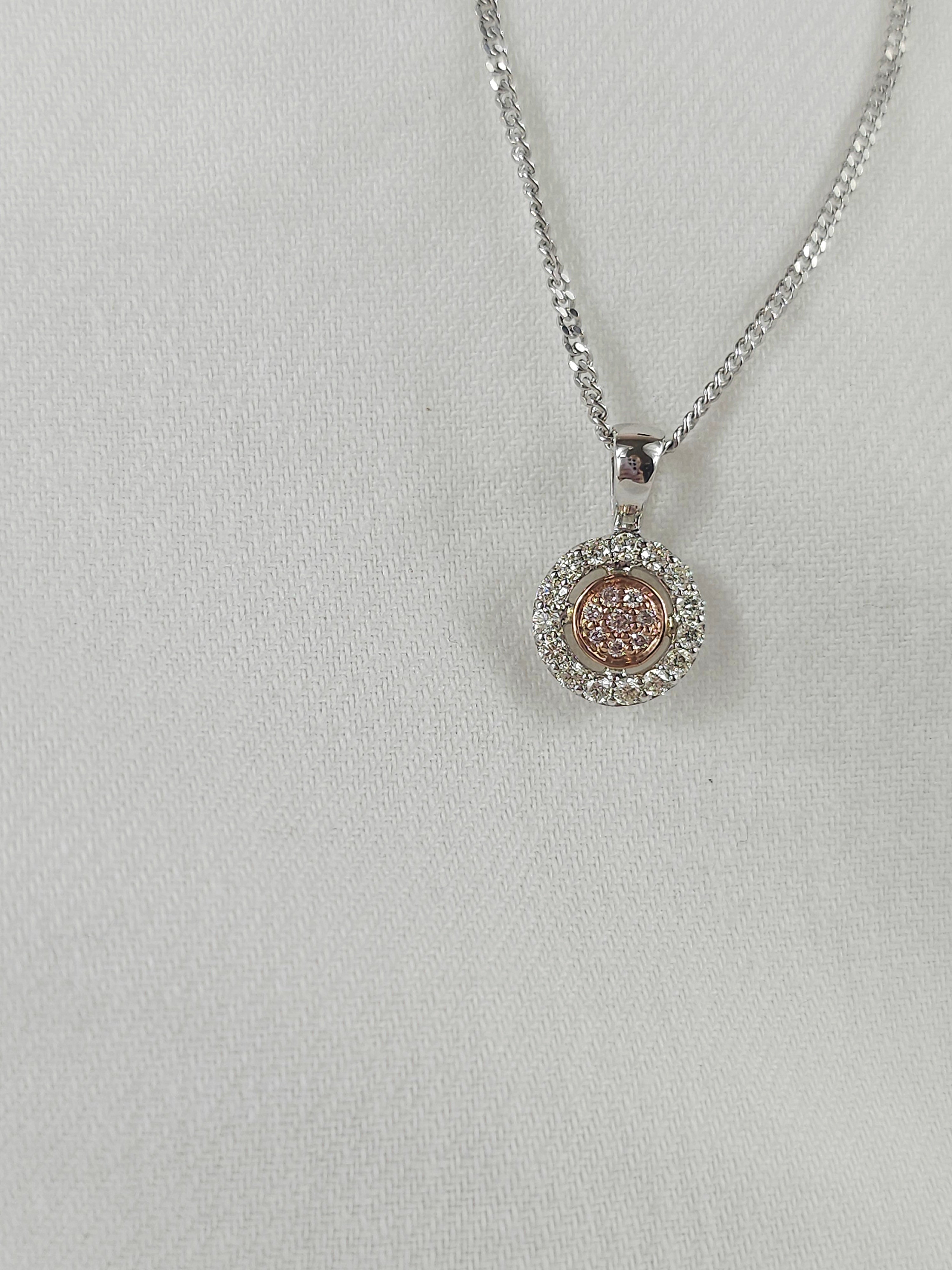 9ct White & Rose Gold 'Pink Caviar' Argyle diamond pendant, 0.195ct total.