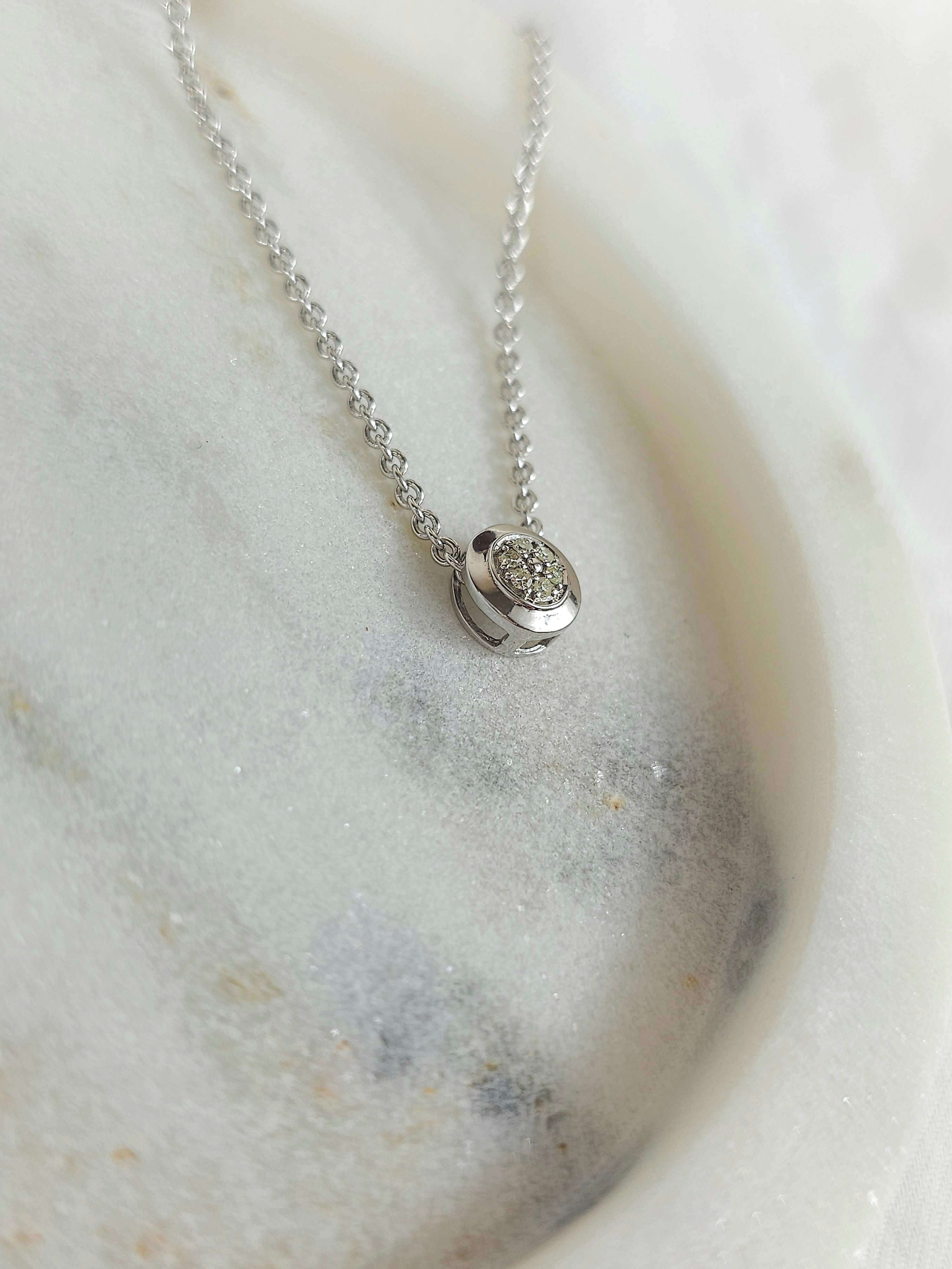 9ct White Gold Bead set Diamond pendant
