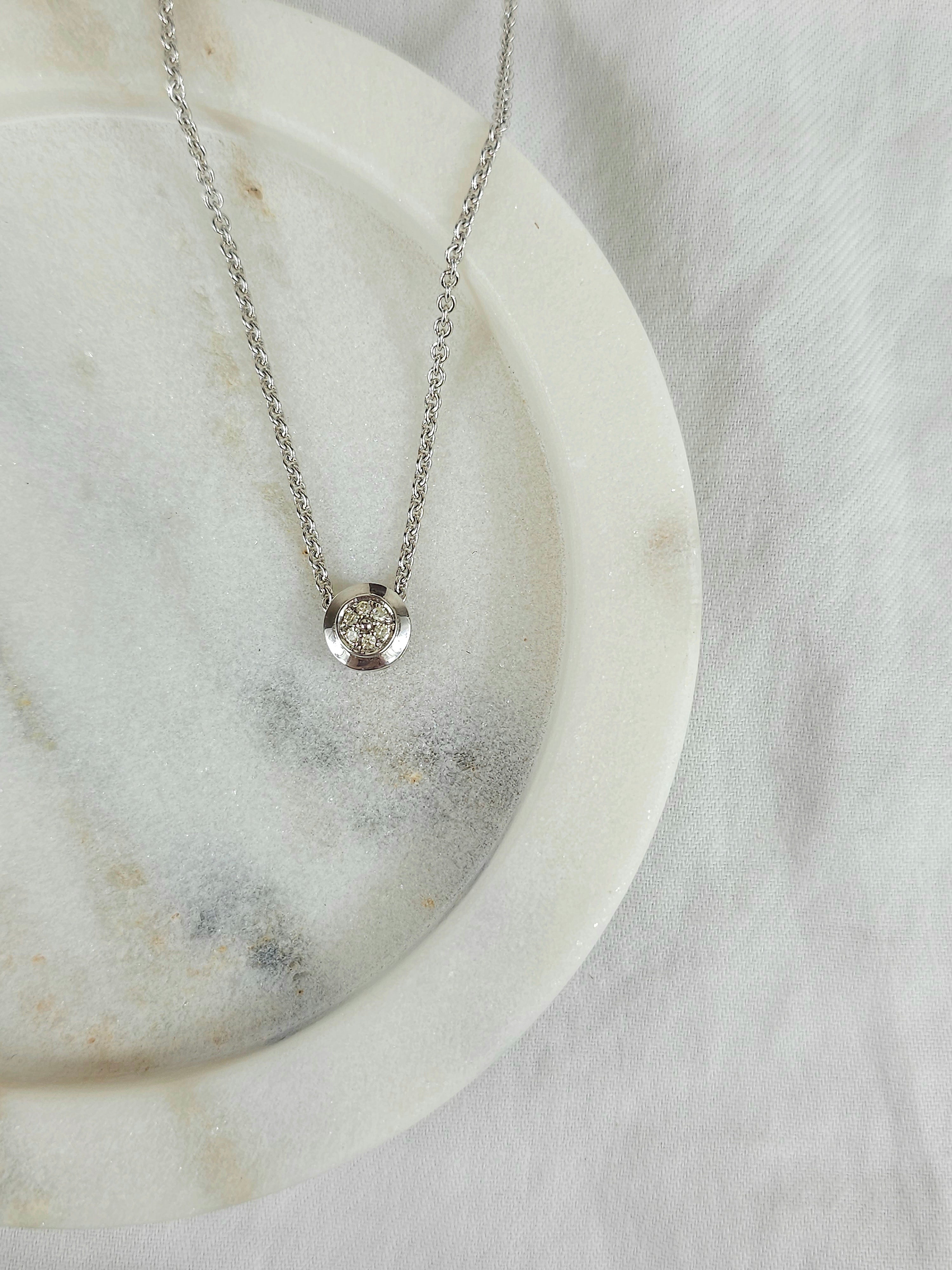9ct White Gold Bead set Diamond pendant
