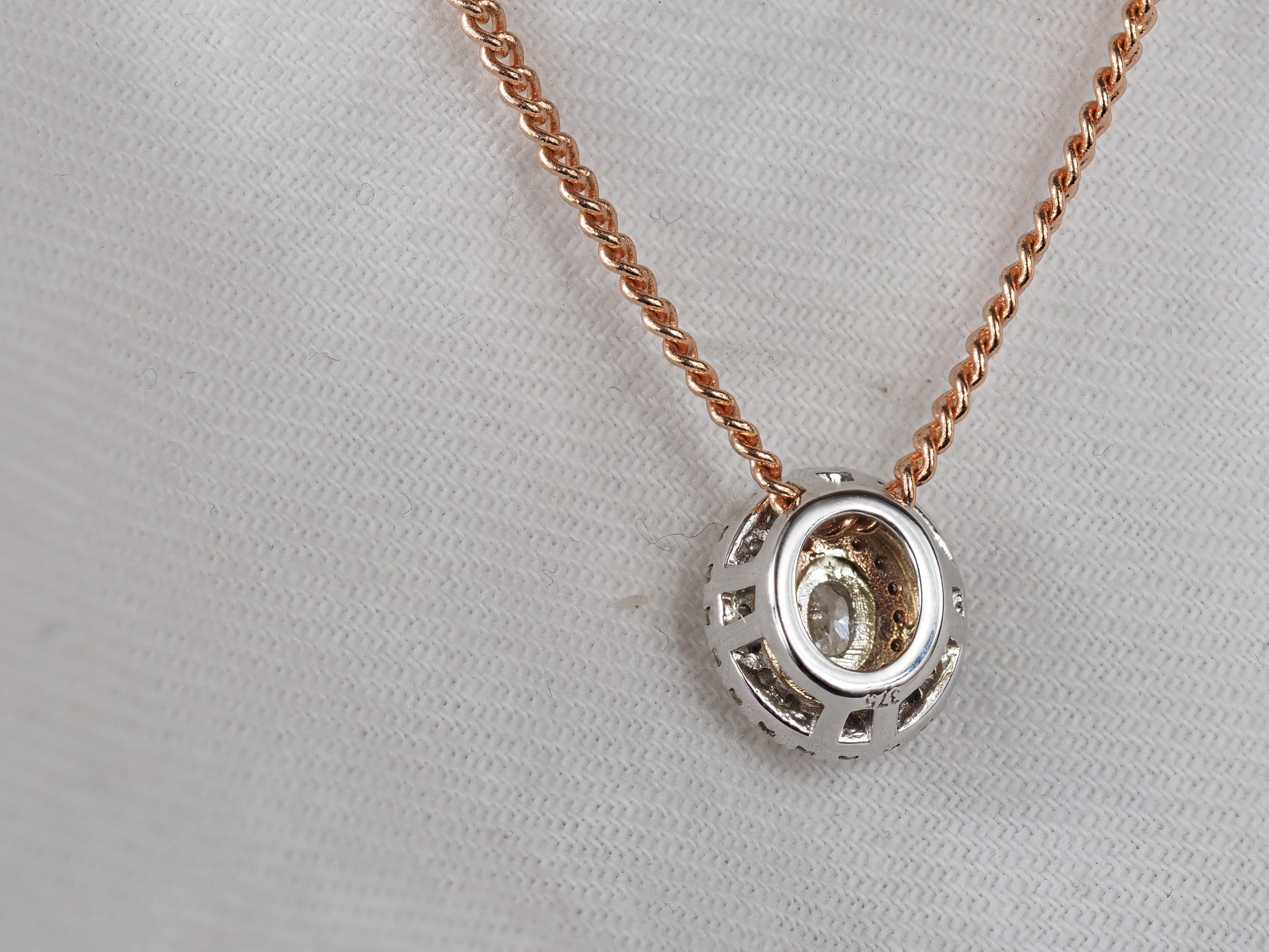 9ct Rose and White gold 'Pink Caviar' Diamond pendant, 0.38ct total