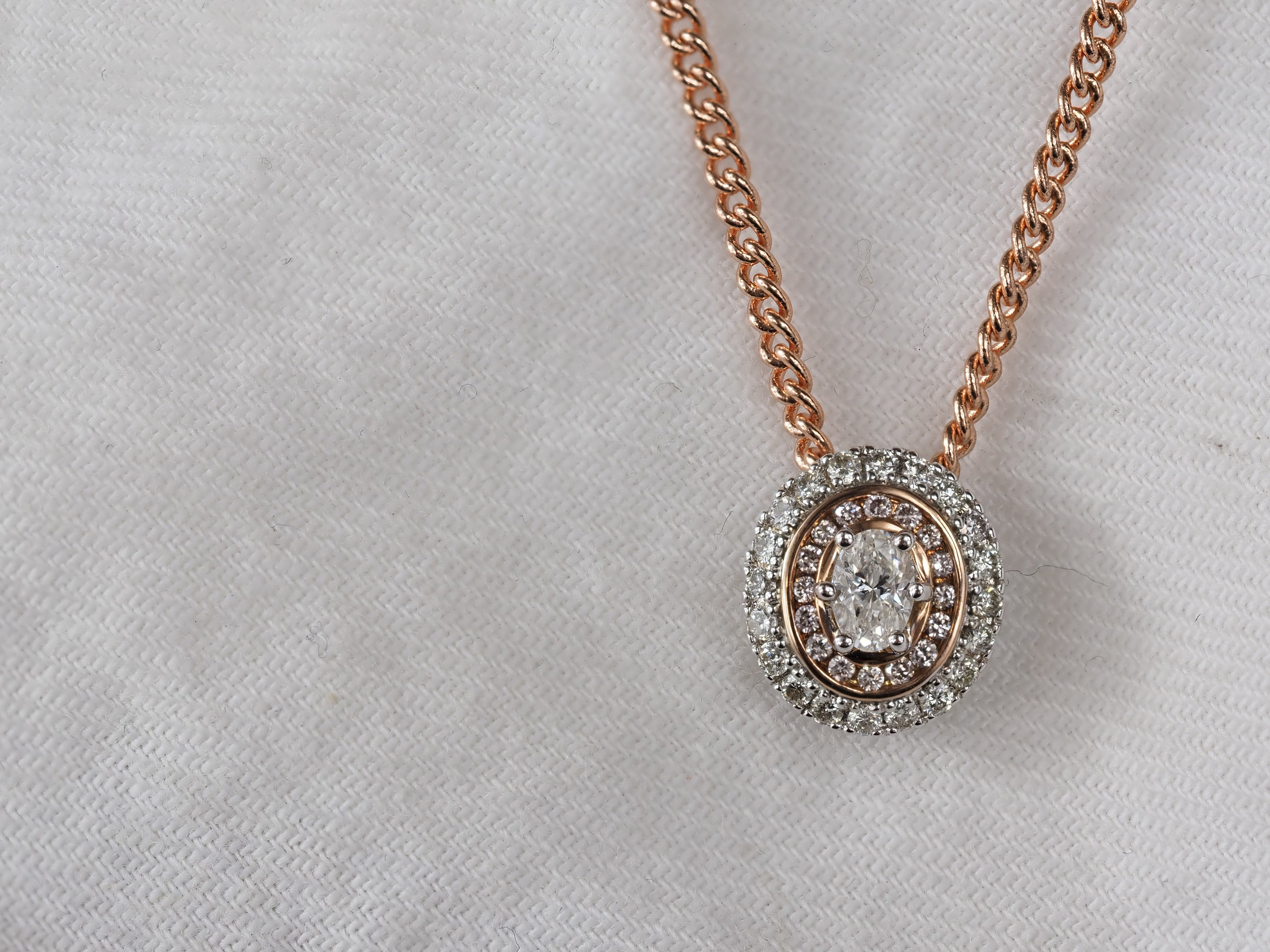 9ct Rose and White gold 'Pink Caviar' Diamond pendant, 0.38ct total