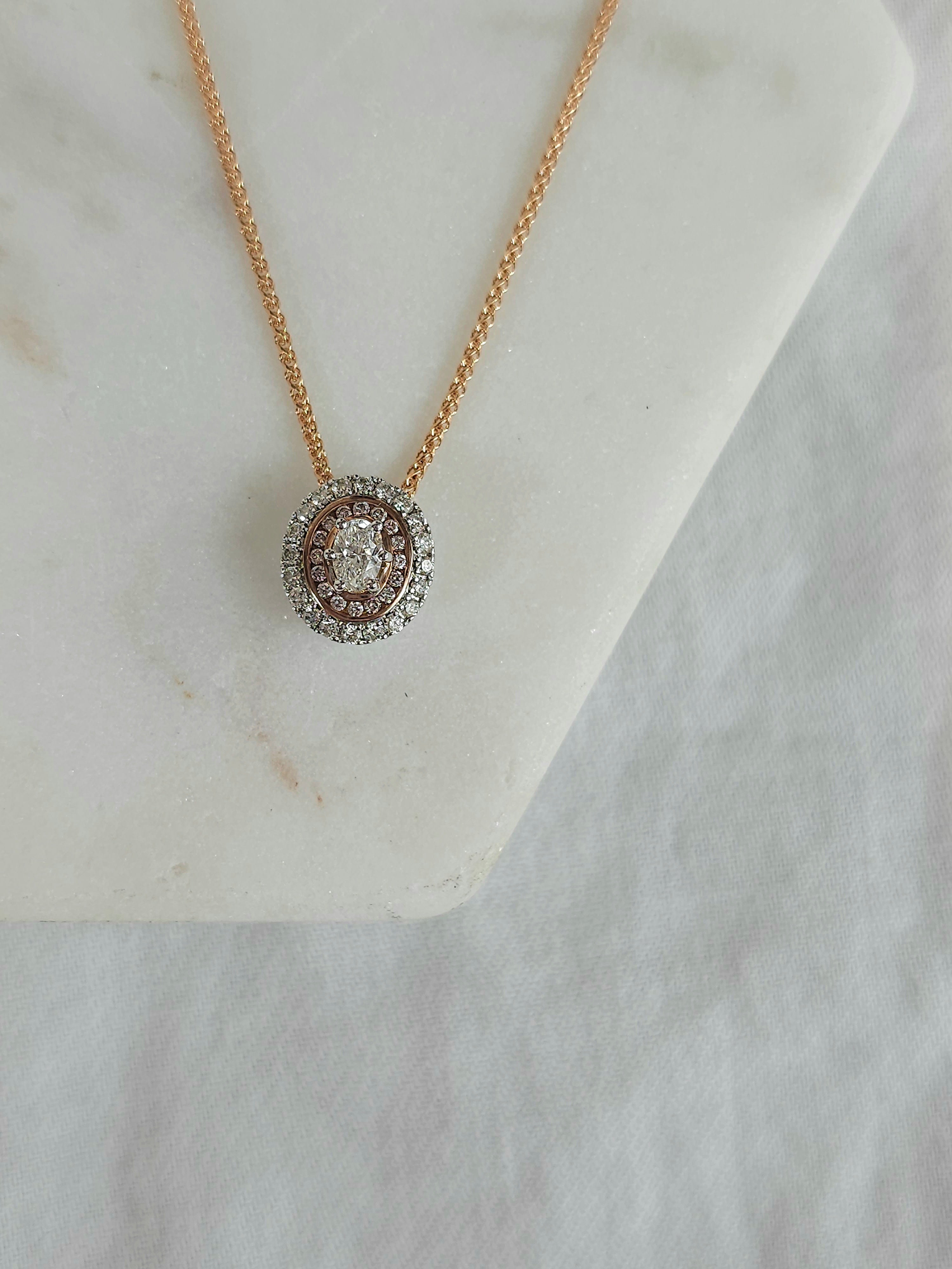 9ct Rose and White gold 'Pink Caviar' Diamond pendant, 0.38ct total