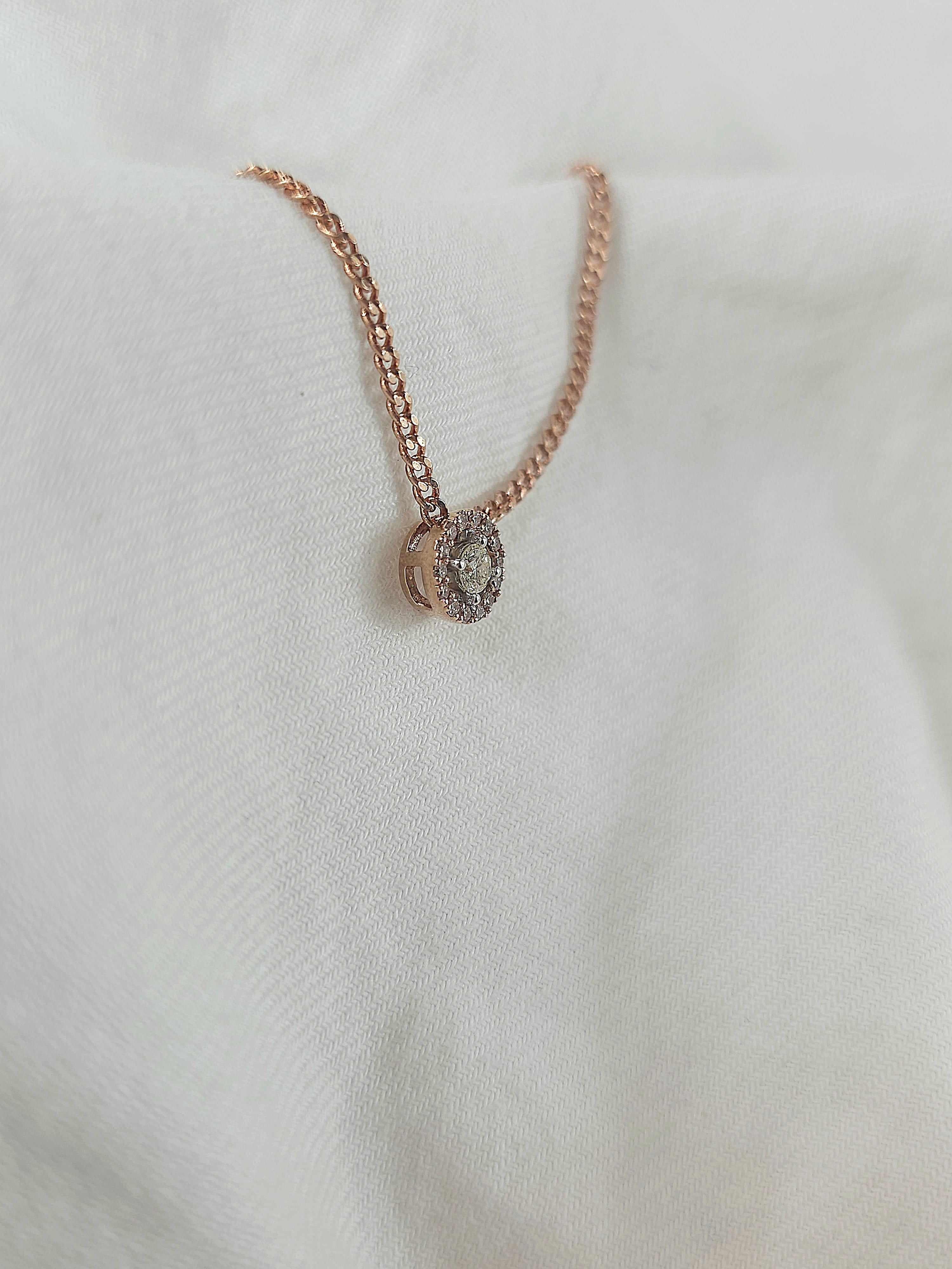 9ct Rose and White Gold 'Pink Caviar' Argyle Diamond pendant, 0.17ct total