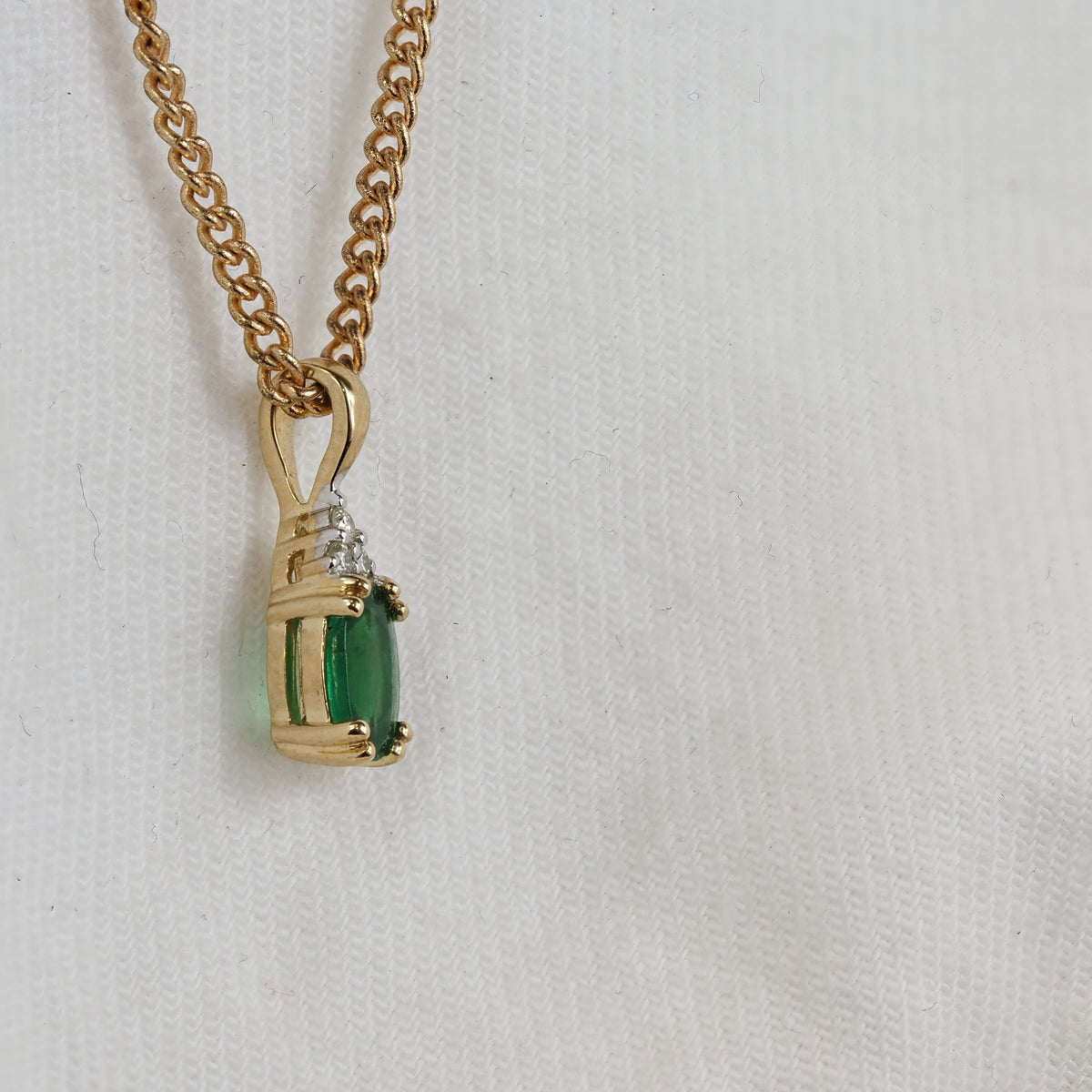 9ct Yellow Gold Emerald and Diamond pendant