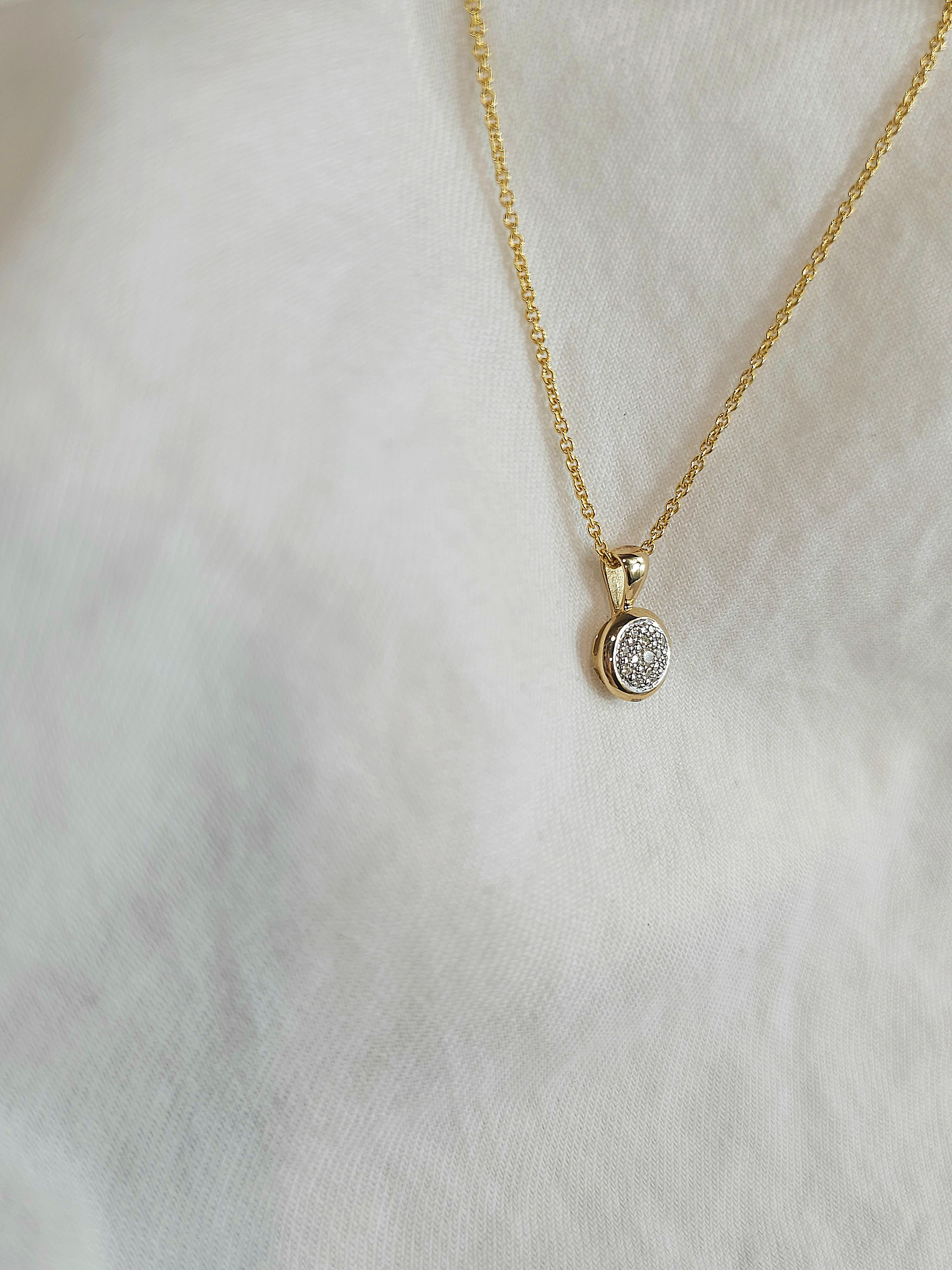 9ct Yellow gold Pave Set Diamond Pendant