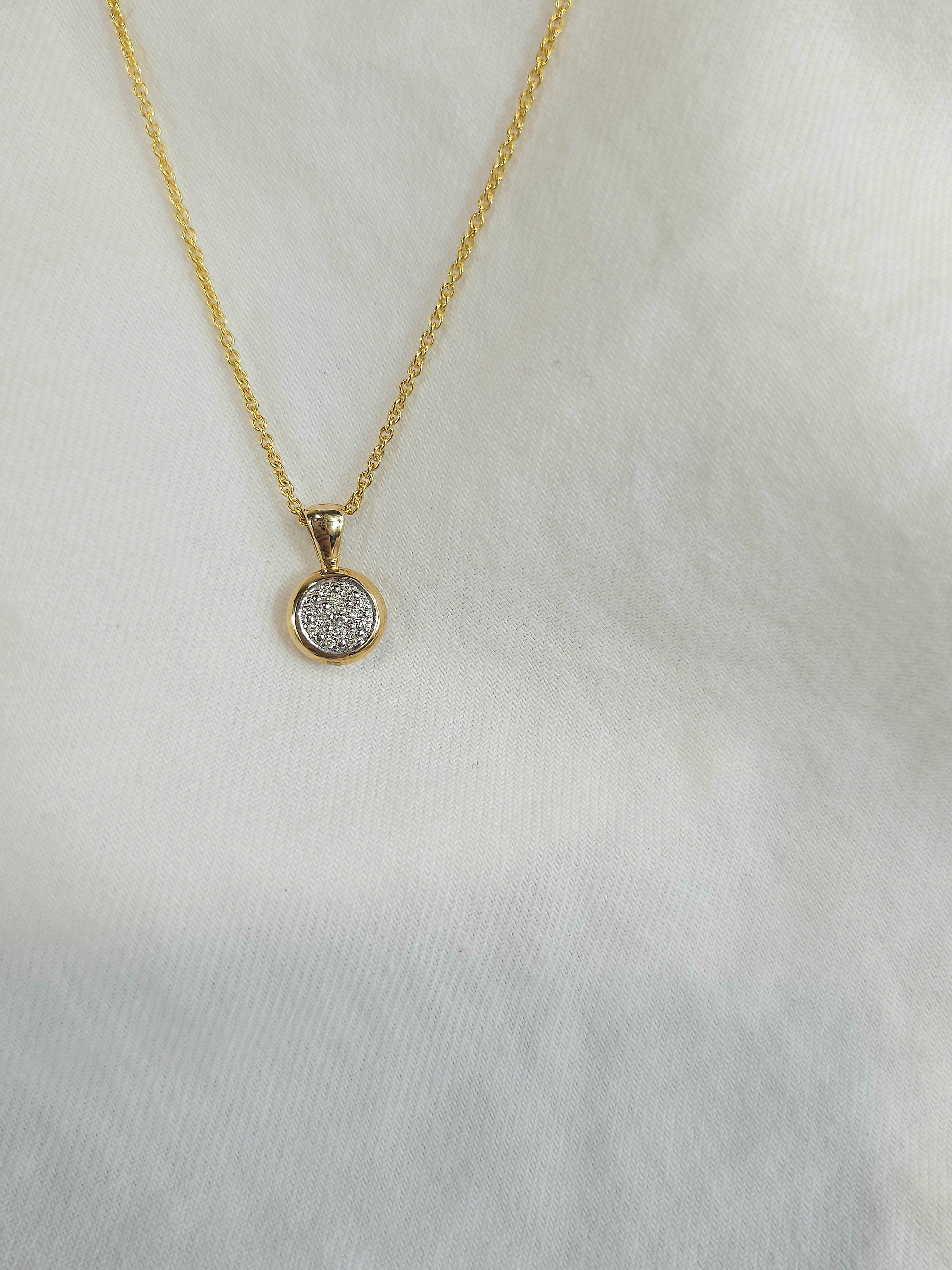 9ct Yellow gold Pave Set Diamond Pendant
