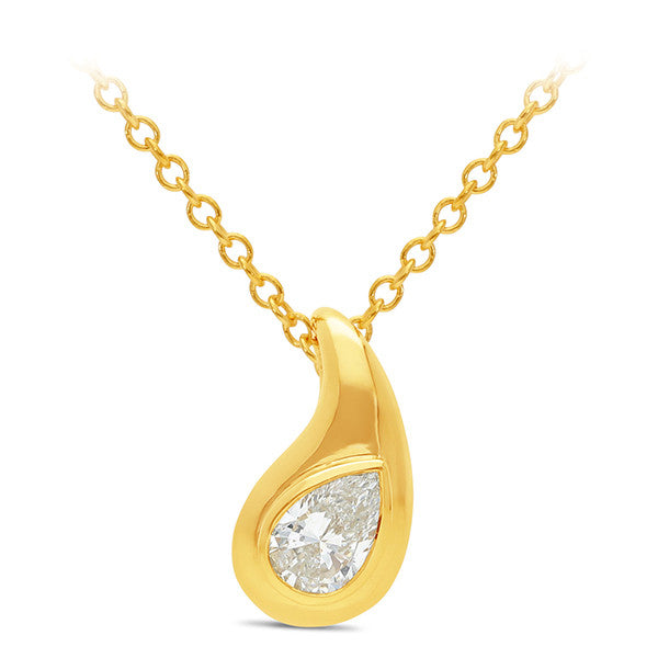 9ct Yellow Gold Pear Cut Lab-Grown Diamond Pendant, 0.50ct