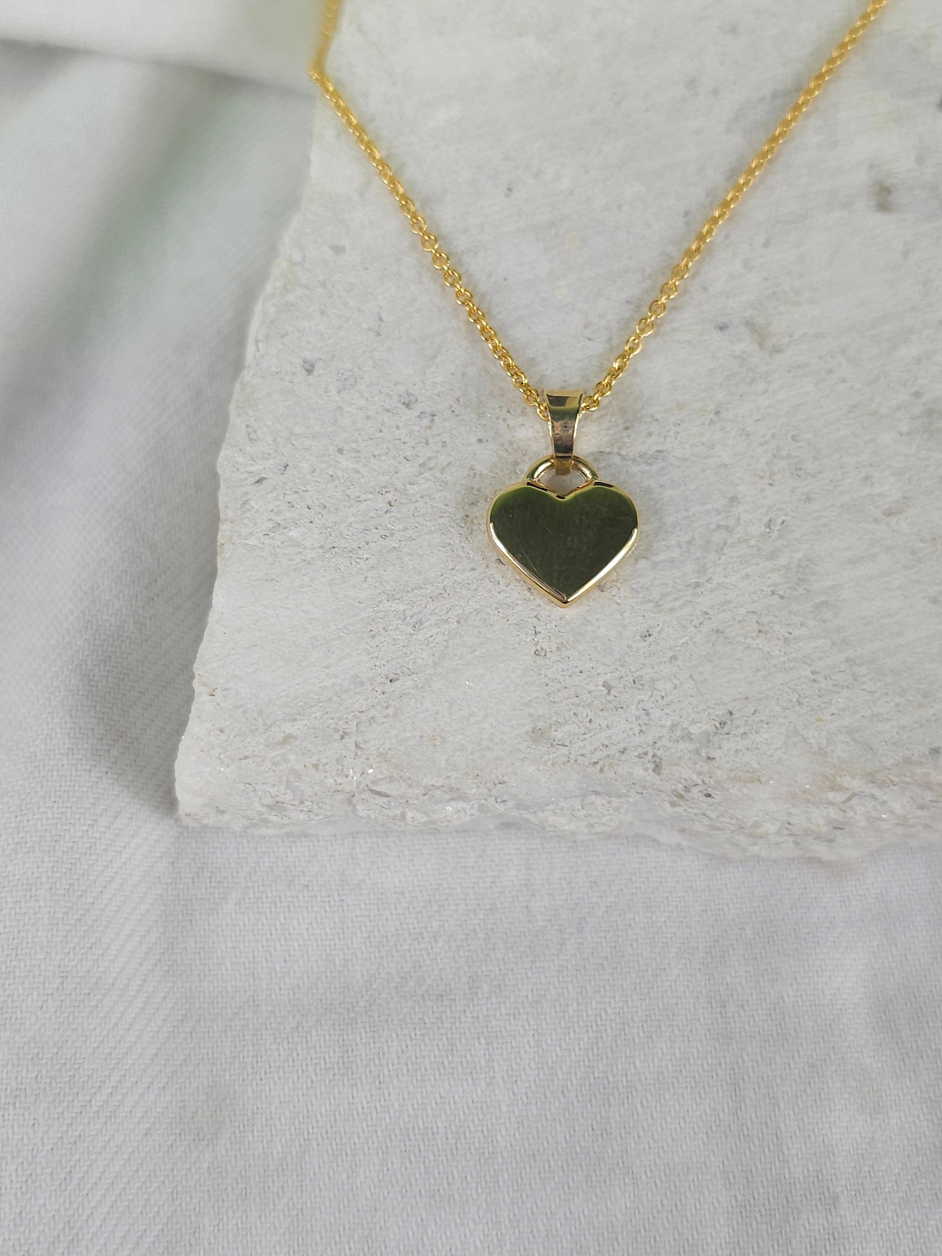 9ct Yellow Gold Polished Flat Heart pendant