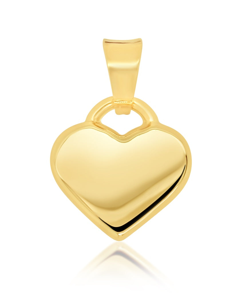 9ct Yellow Gold Polished Flat Heart pendant