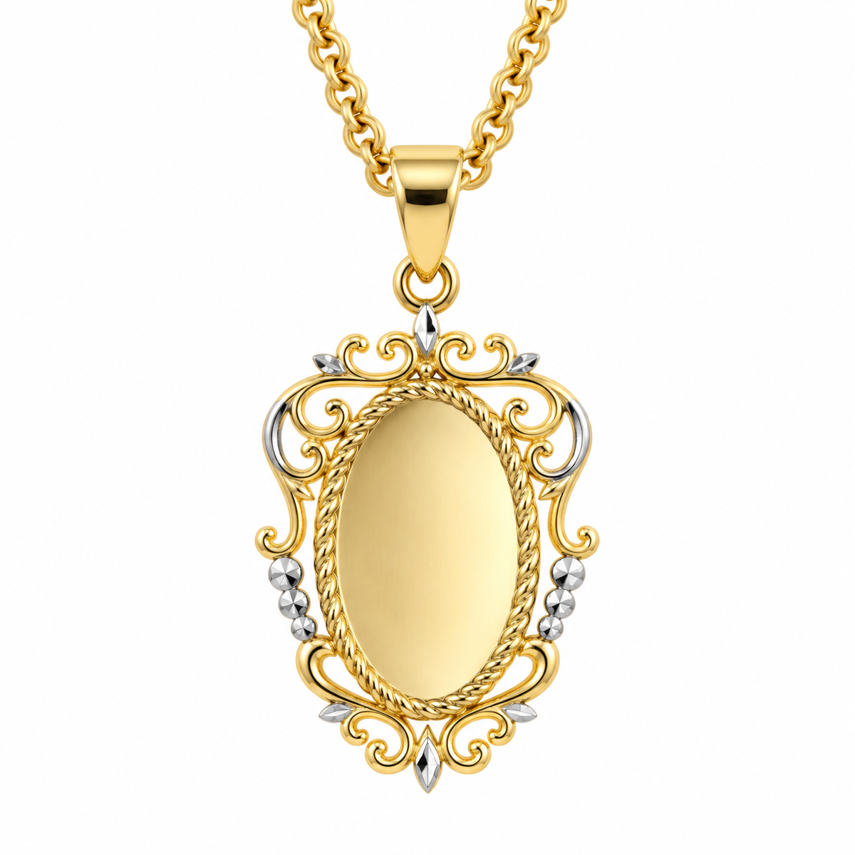 9ct Yellow Gold Oval Shield Pendant
