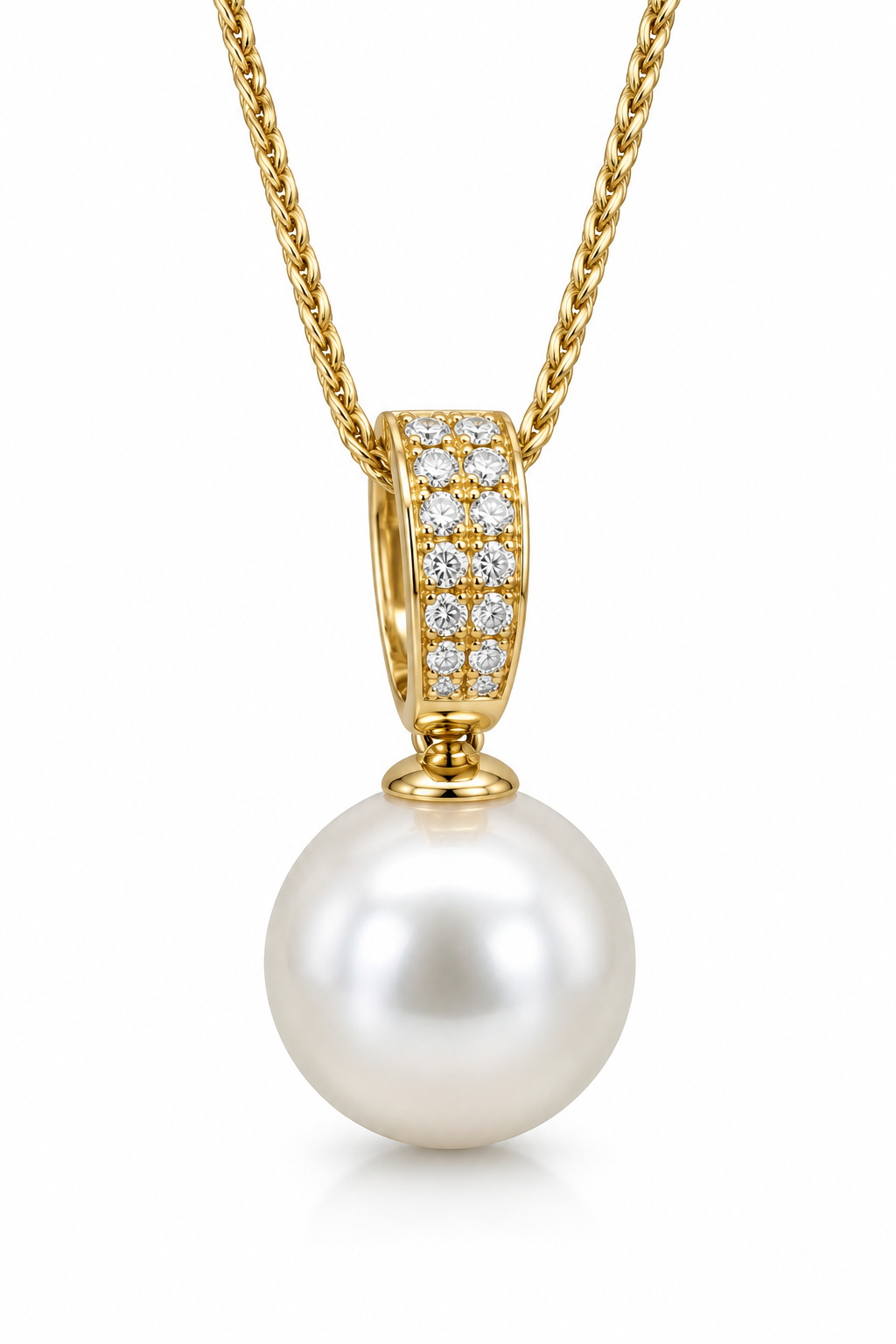 18ct Yellow Gold South Sea Pearl and Diamond Enhancer Pendant